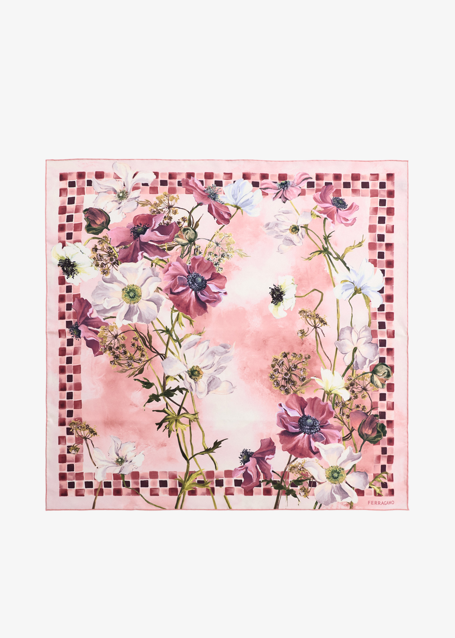 

Fiori print silk scarf, Pink