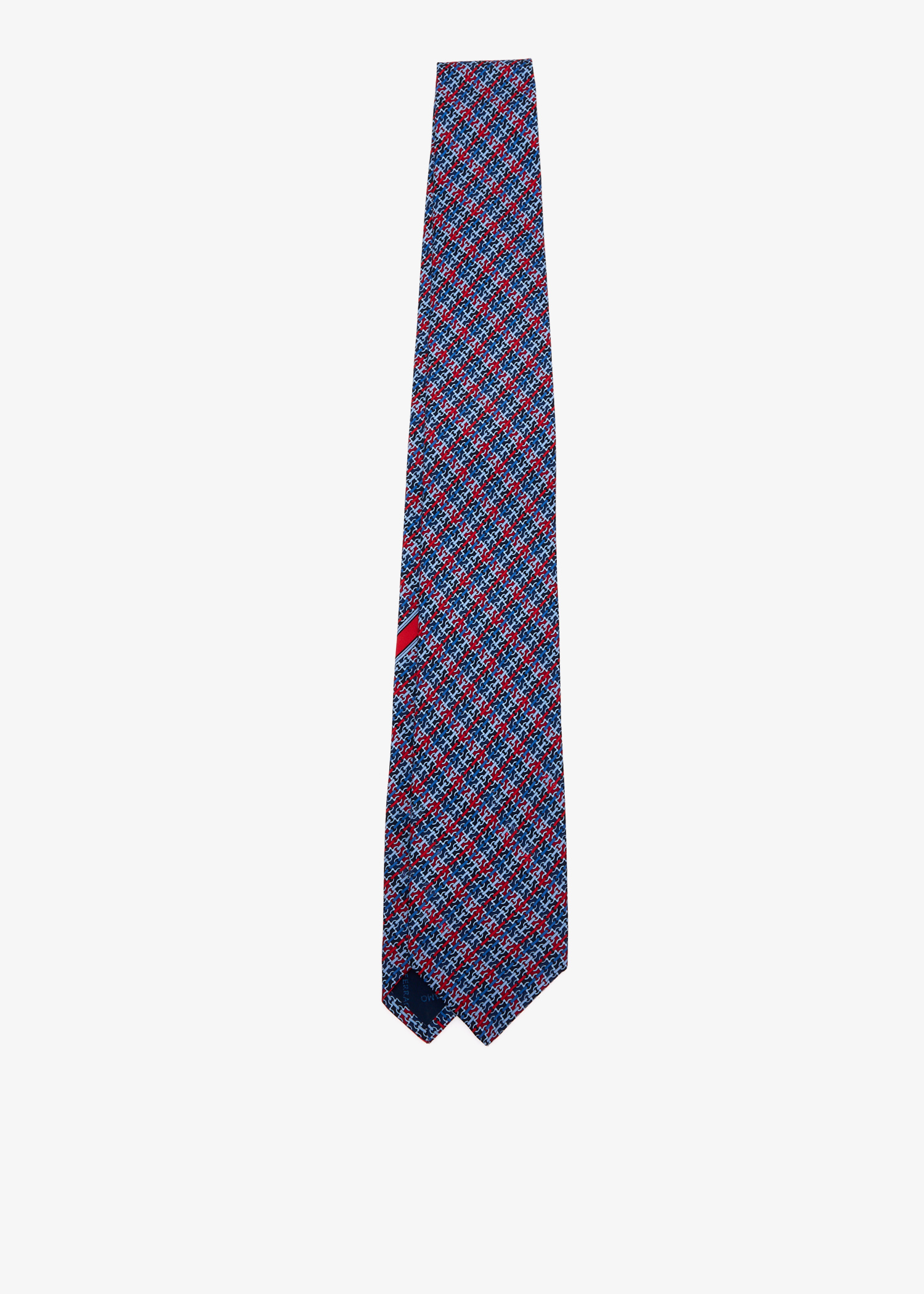 

Gancini-print silk tie, Blue