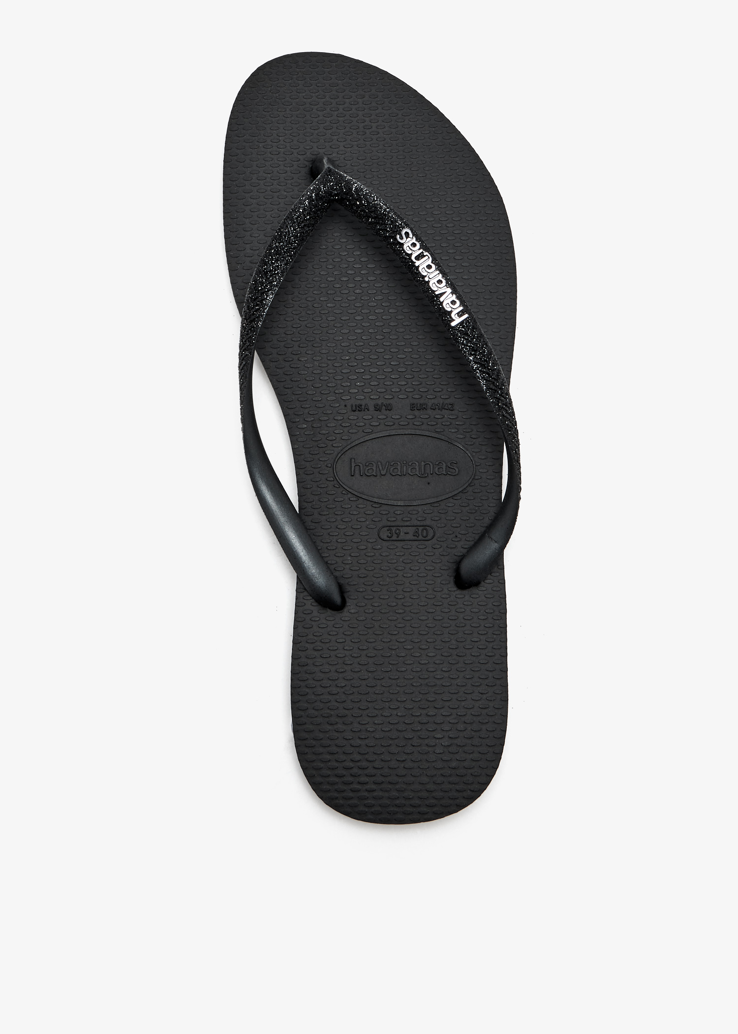 

Slim glitter flip flops, Black