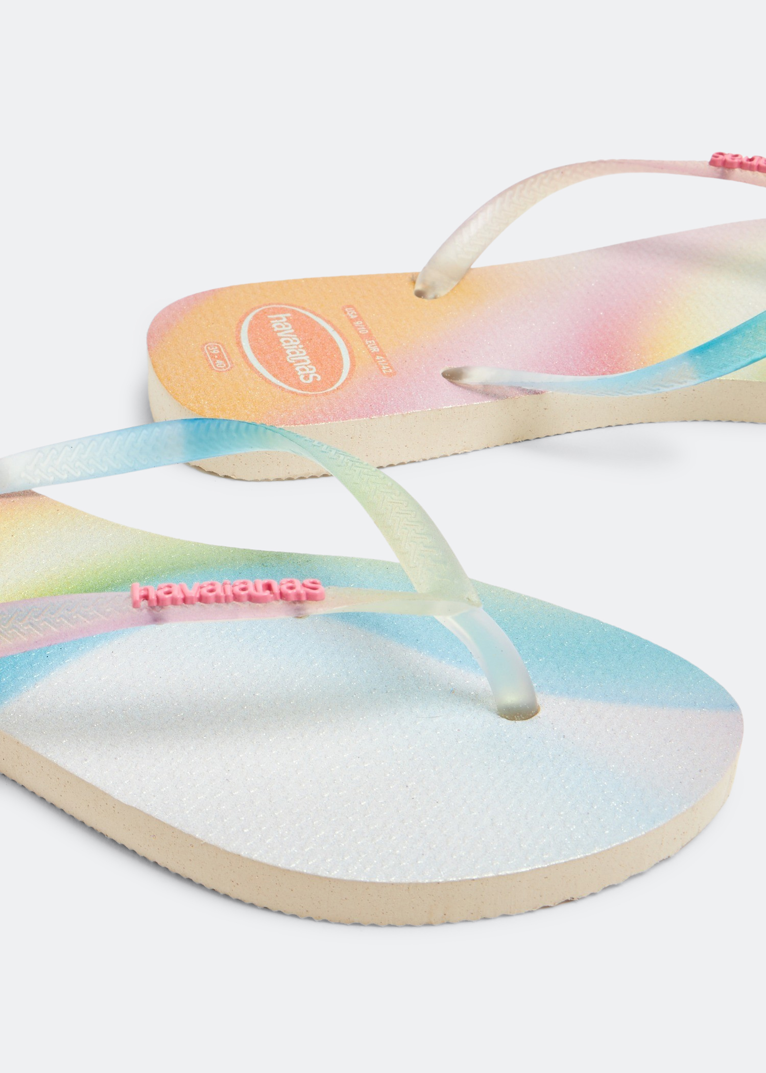 

Slim metallic rainbow flip flops, Multicolored