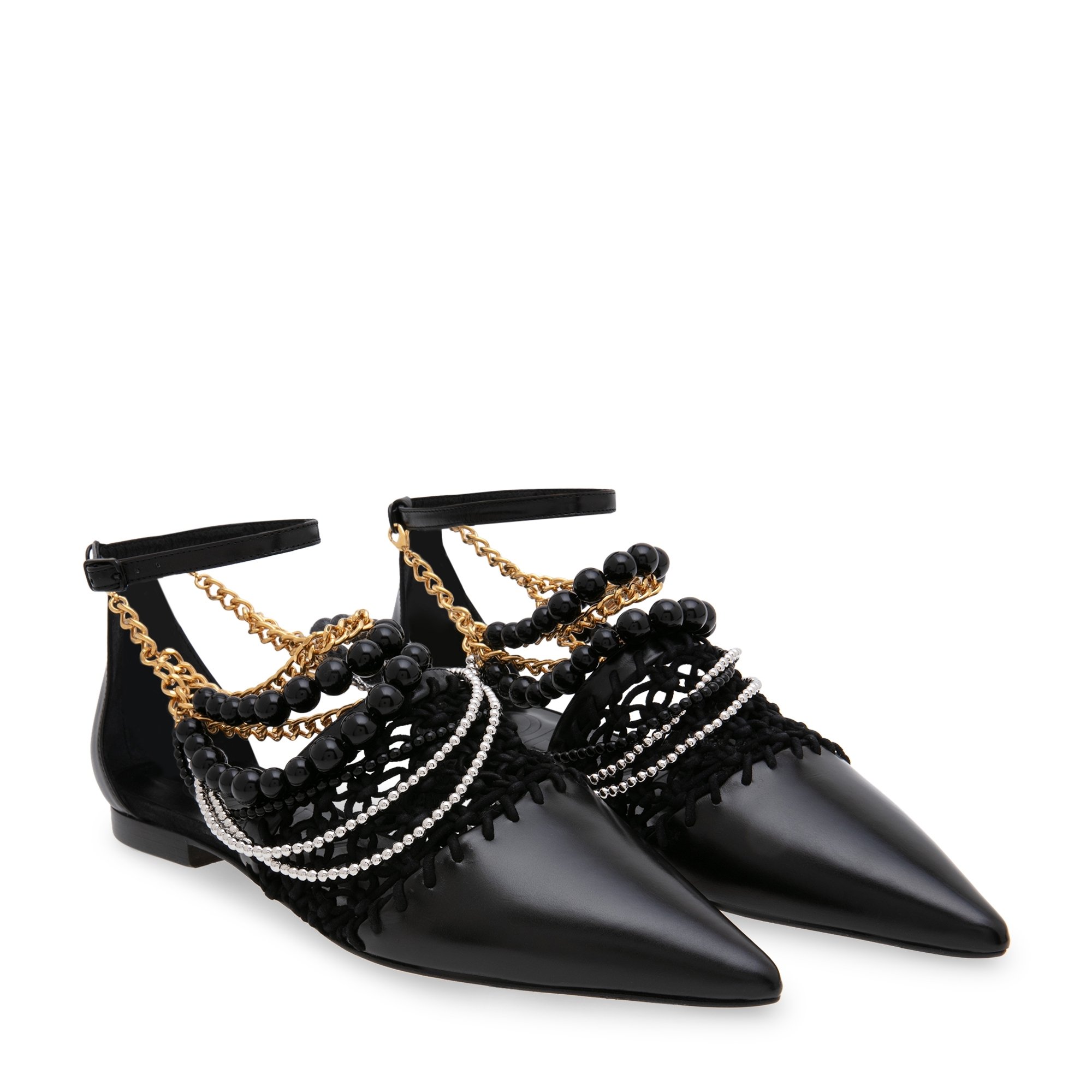 

Chain leather ballet flats, Black