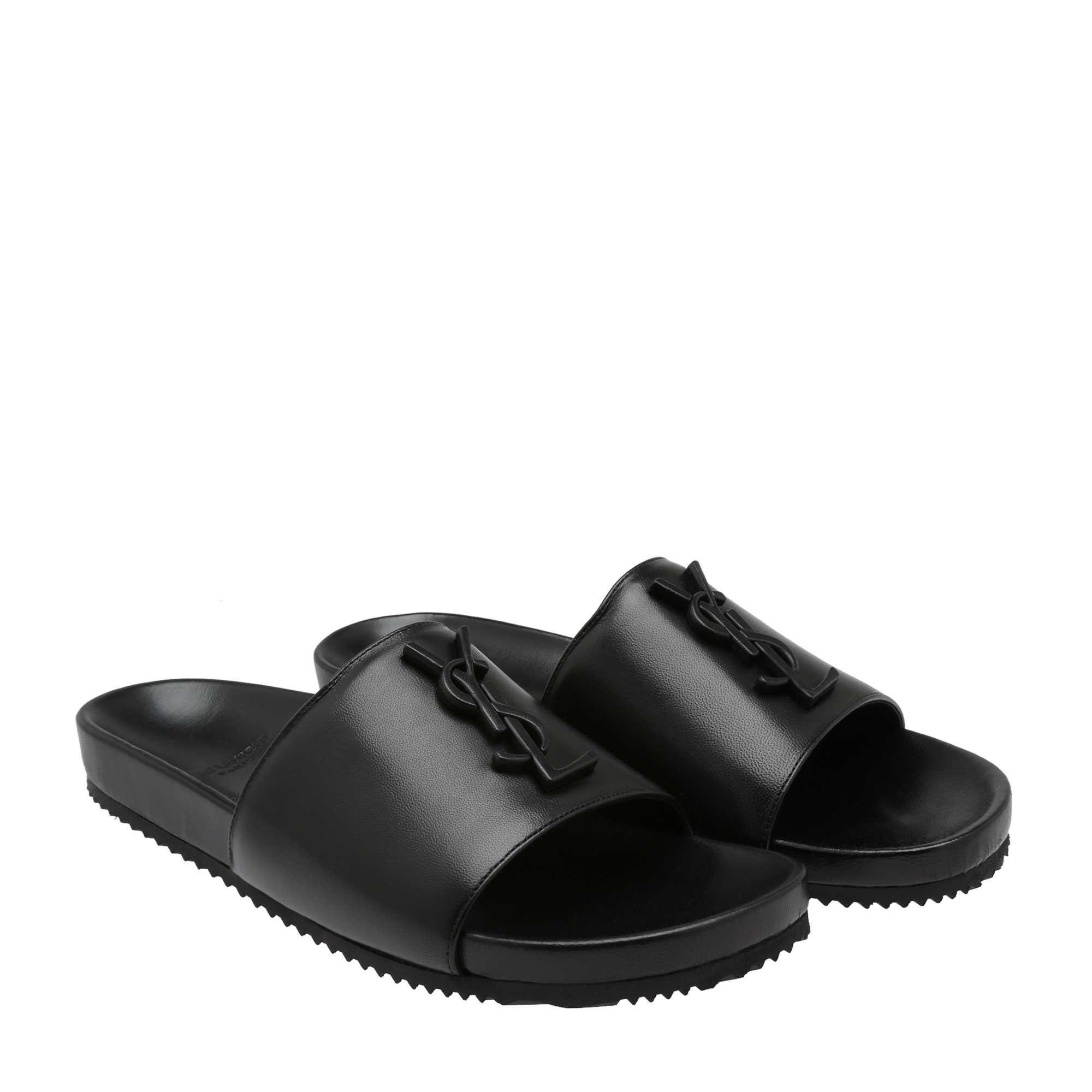 

Joan logo leather slides, Black