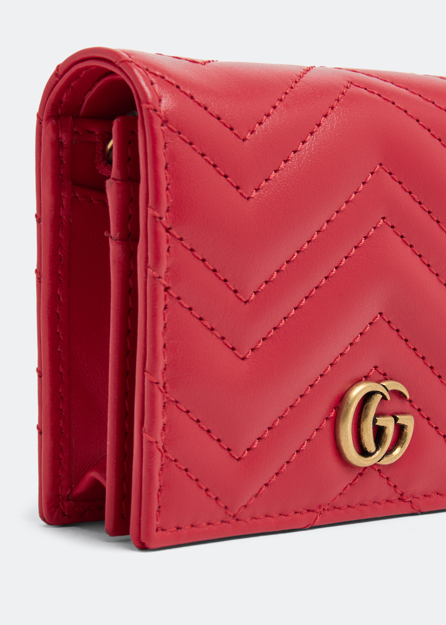 

GG Marmont matelassé card case wallet, Red