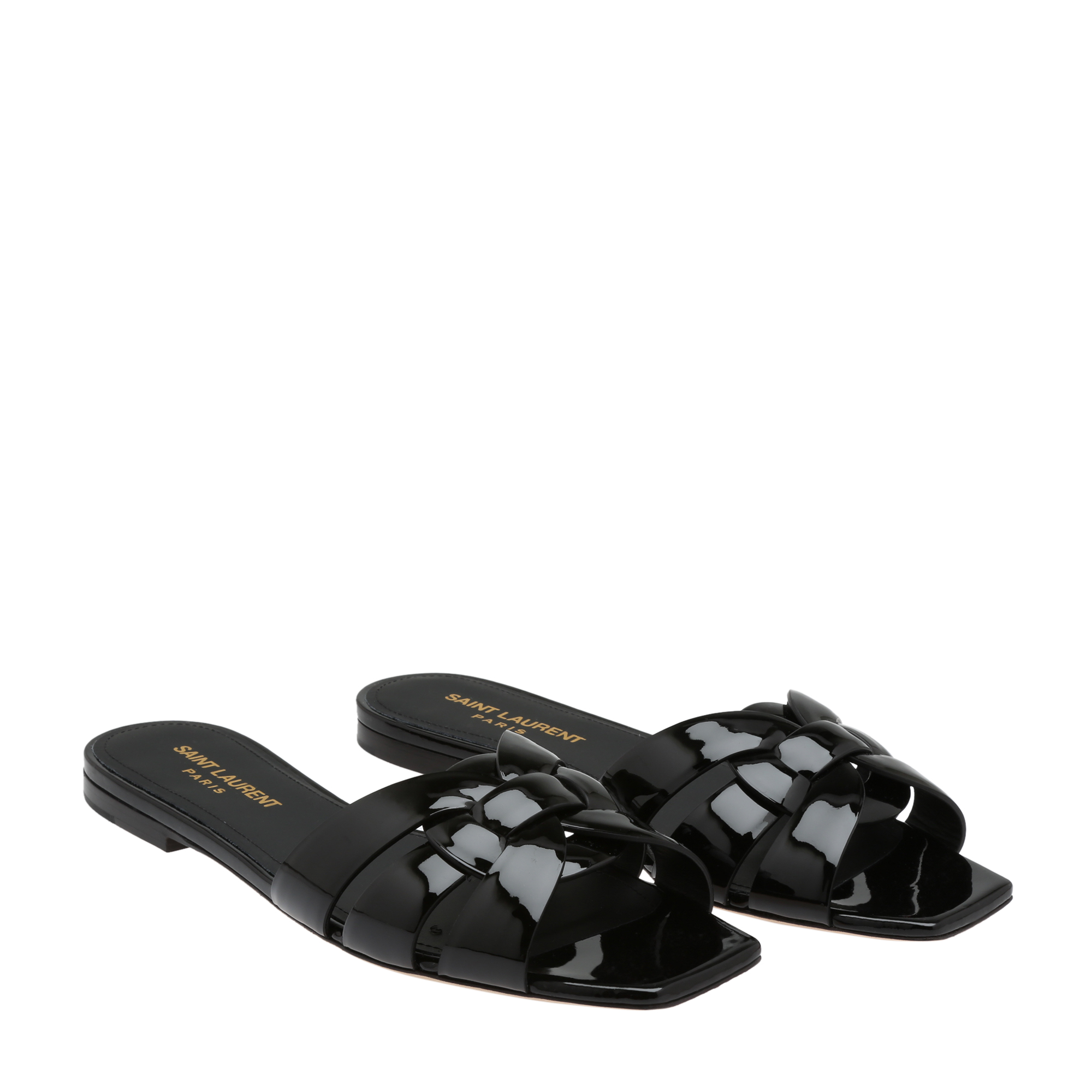 

Tribute leather flat sandals, Black