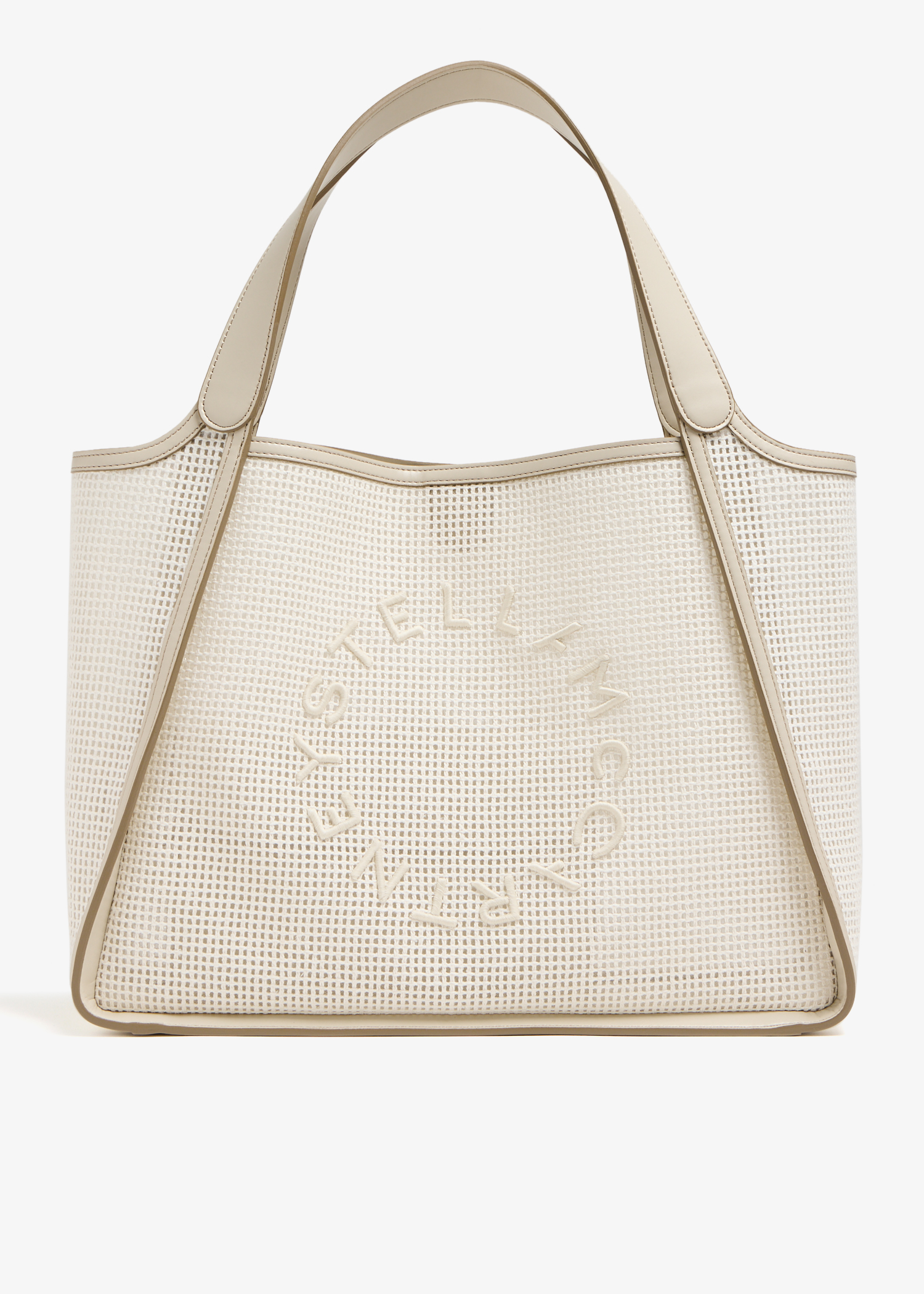 

Embroidered mesh tote bag, White