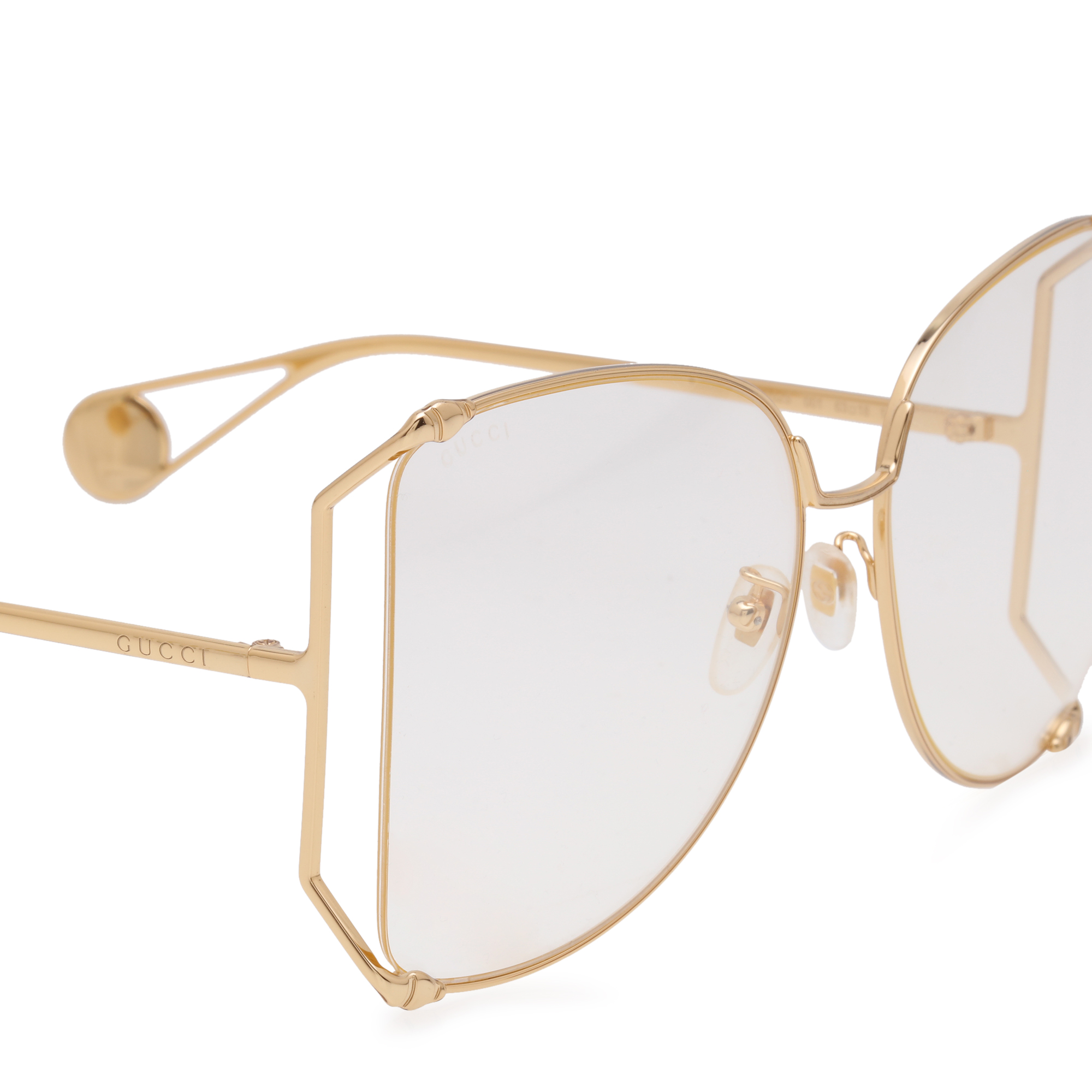 

Oversize round-frame metal glasses, Gold