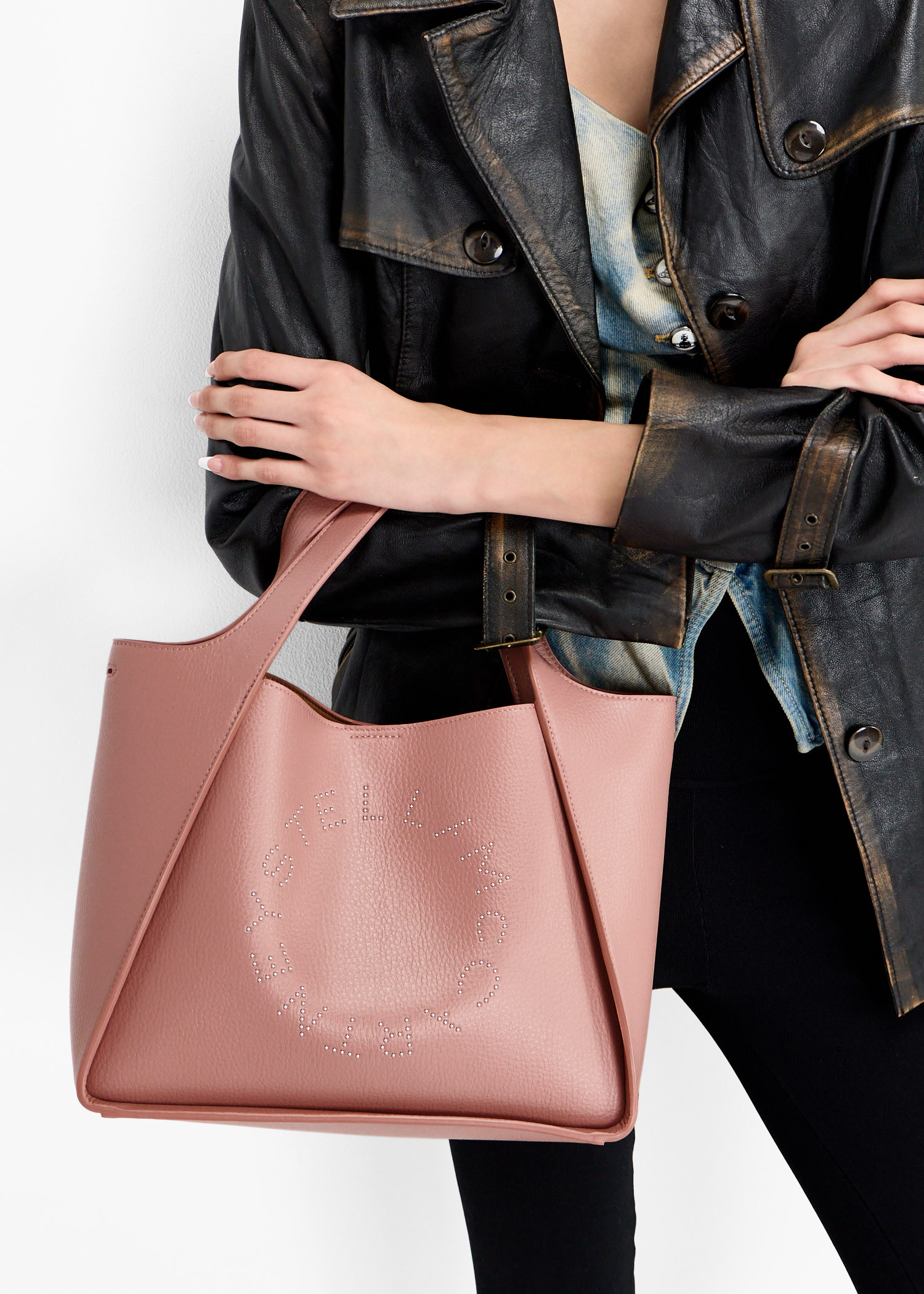 

Studded Logo tote bag, Pink