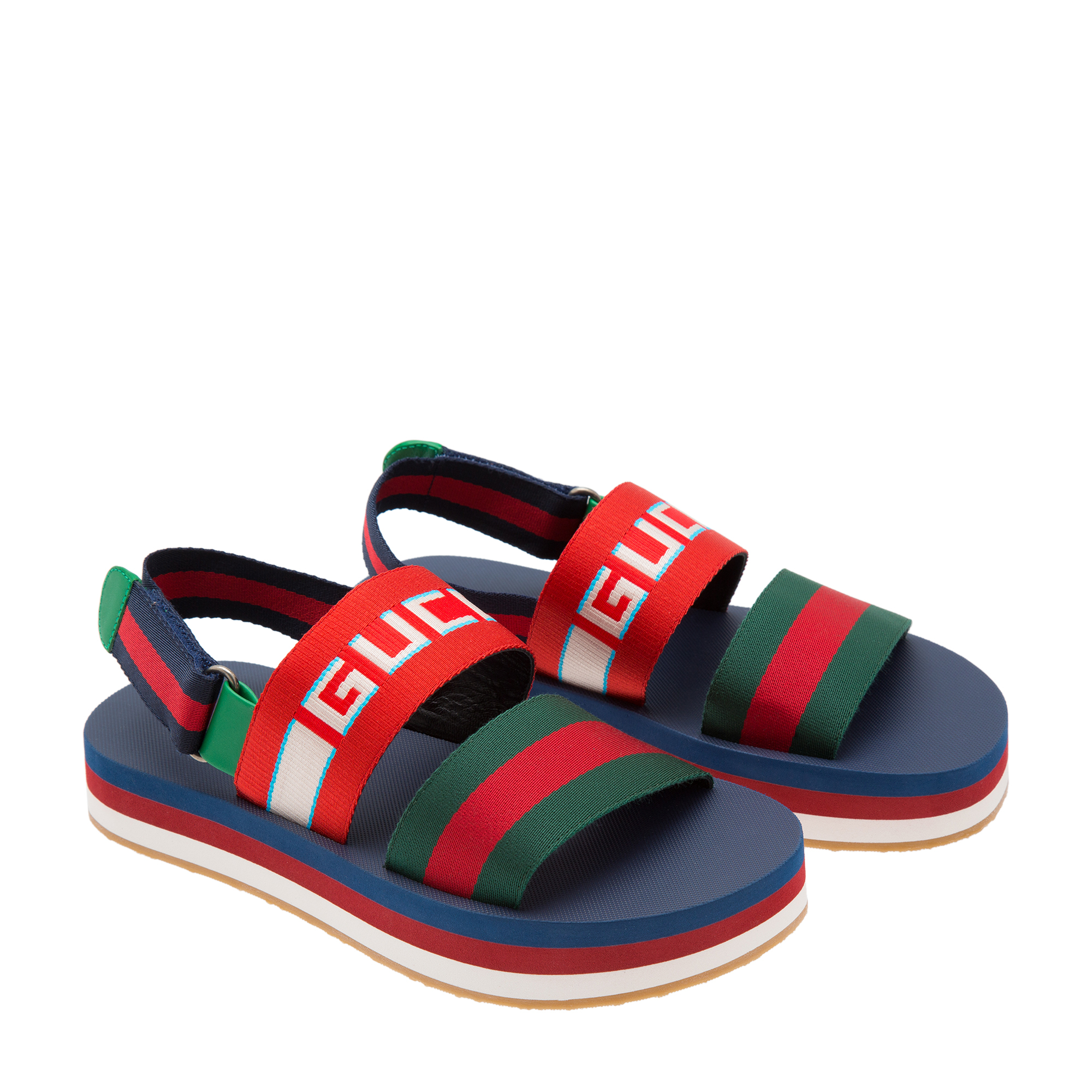 

Gucci stripe sandals, Multi-coloured