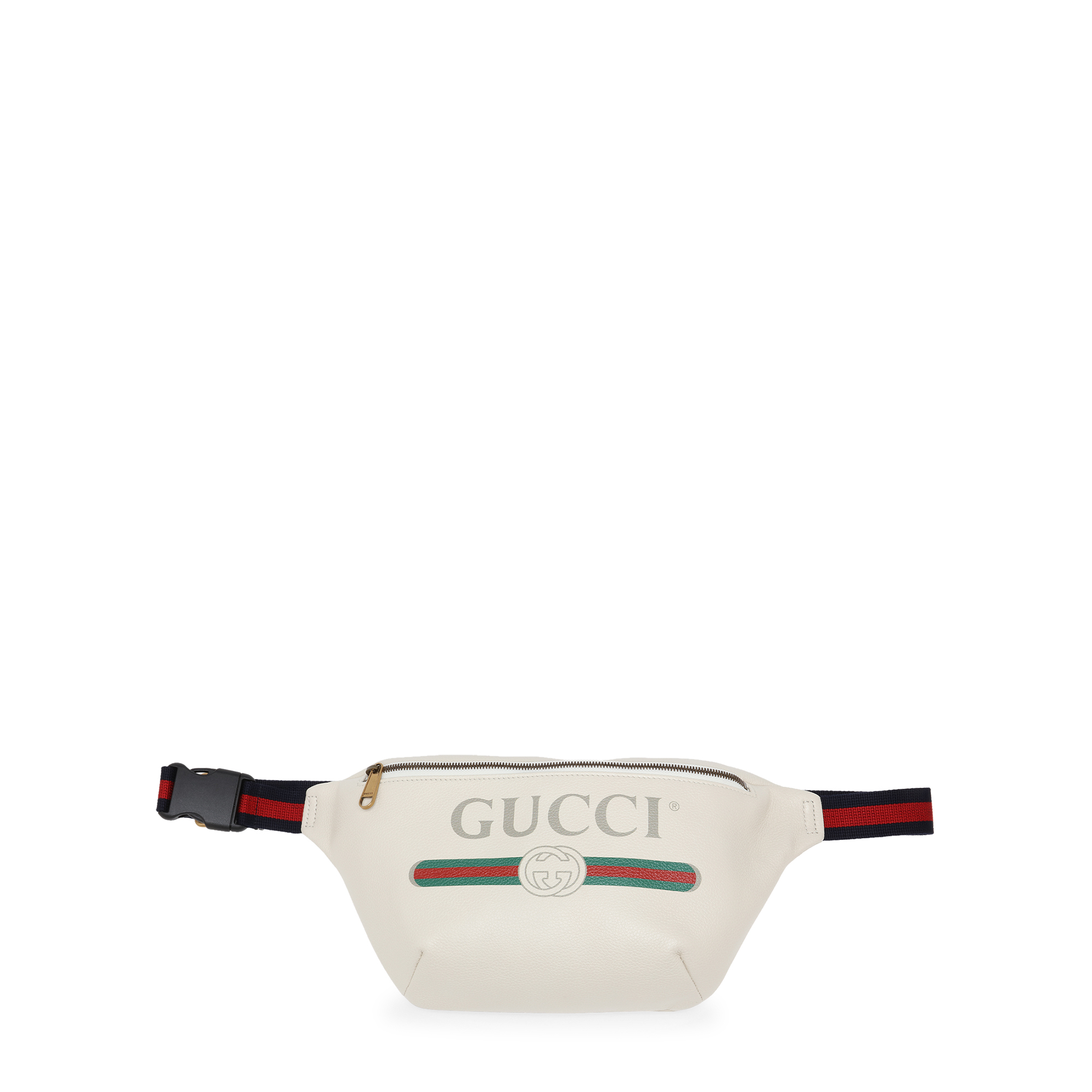 

Gucci print leather belt bag, White