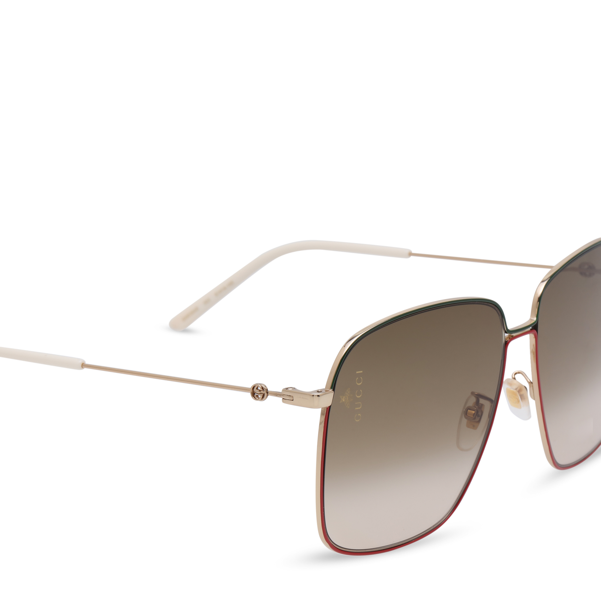 

Rectangular-frame metal sunglasses, Gold