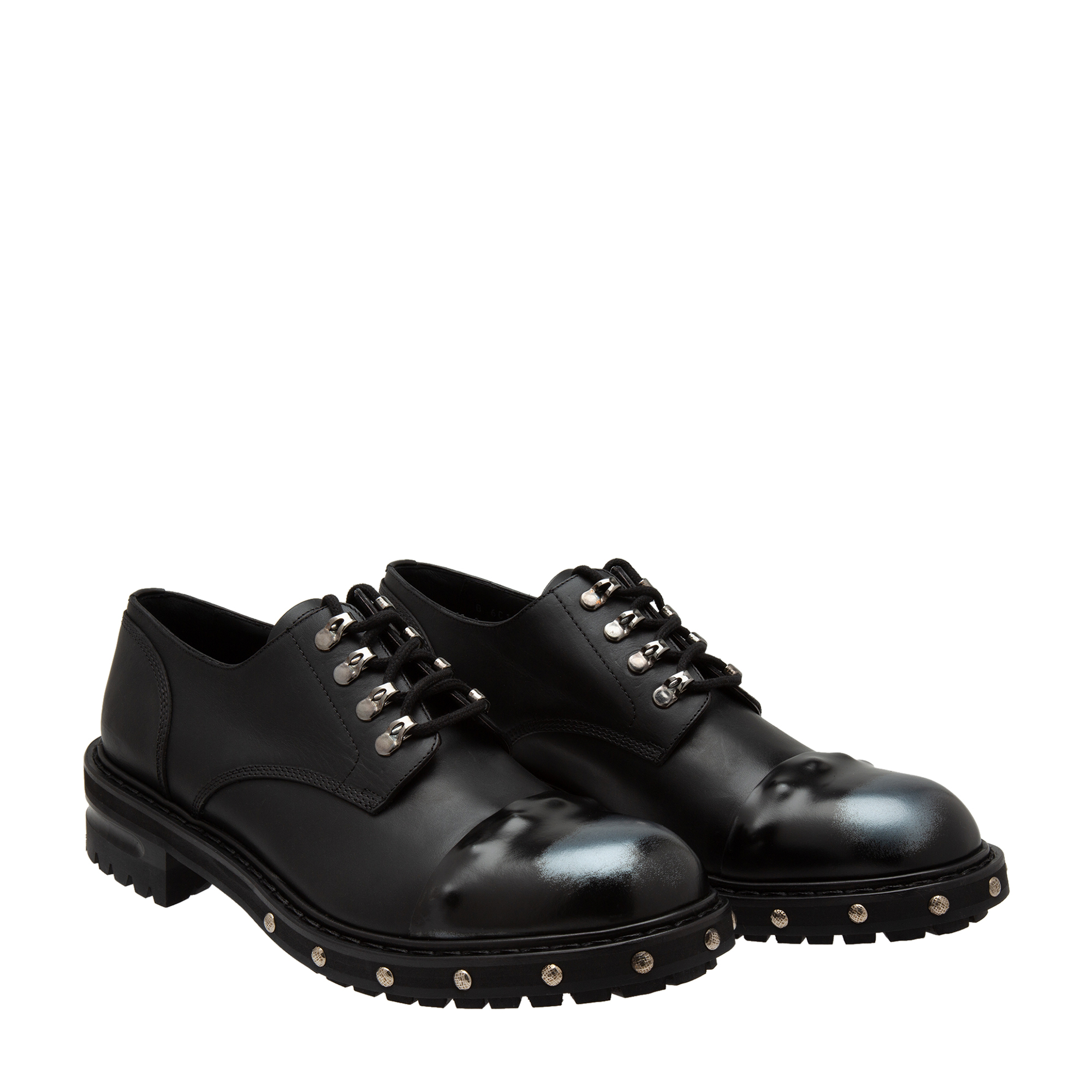 

Leather derby lace-up shoes, Black