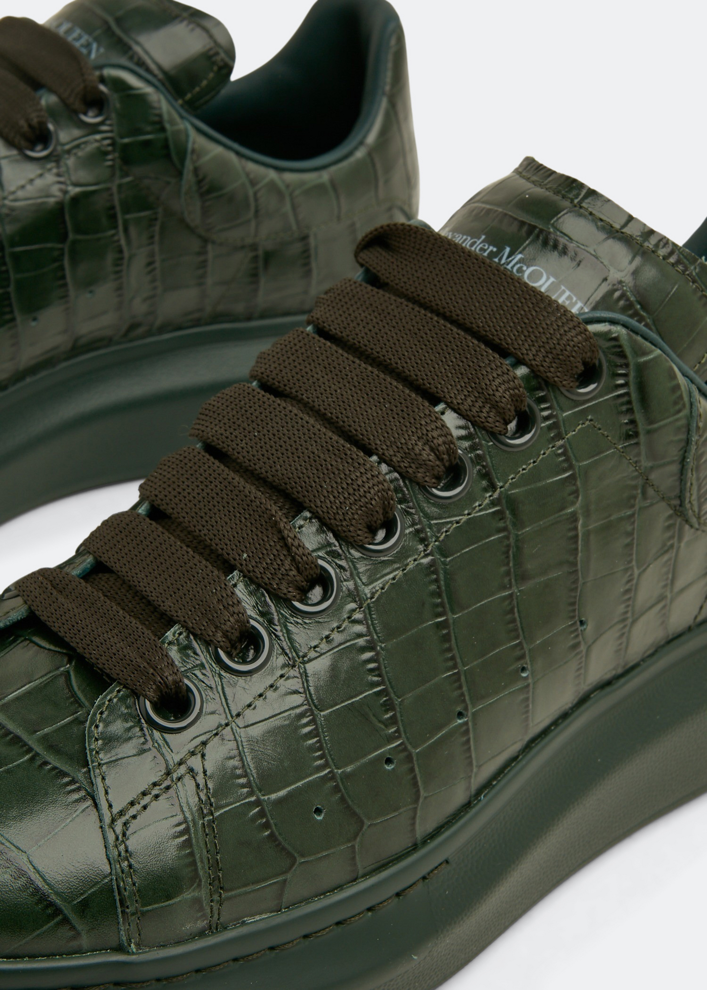 

Oversized croc-leather sneakers, Green