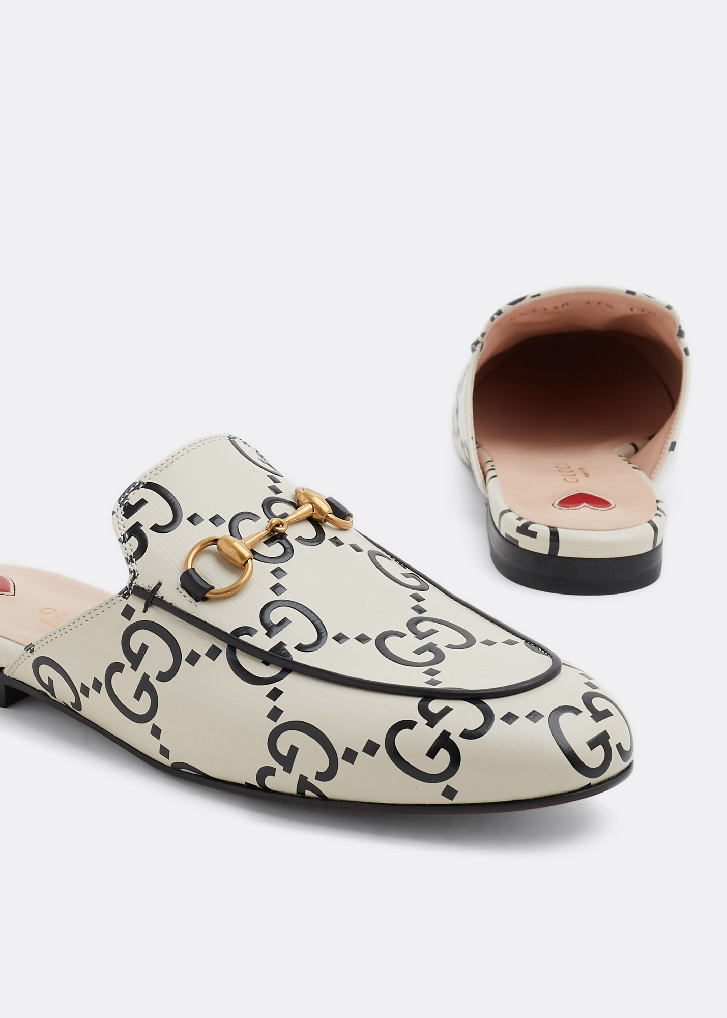 

Princetown GG leather slippers, White