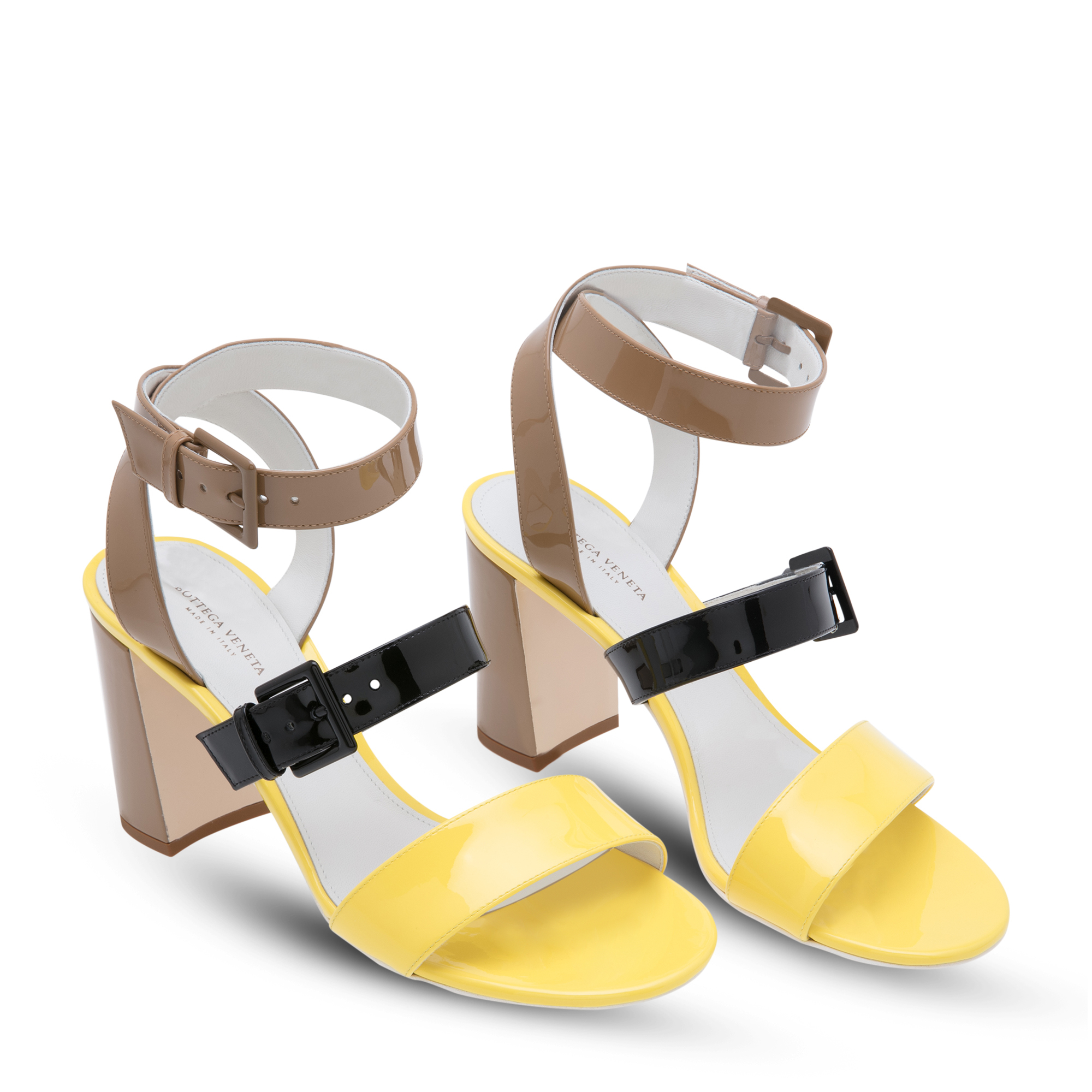 

Leather colour-block sandals, Multi-coloured