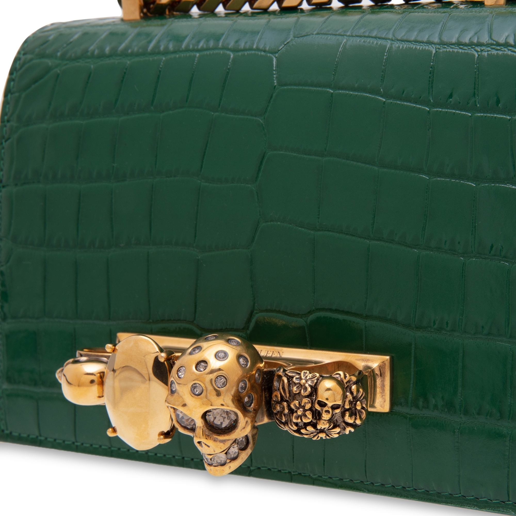 

Jewelled satchel, Green