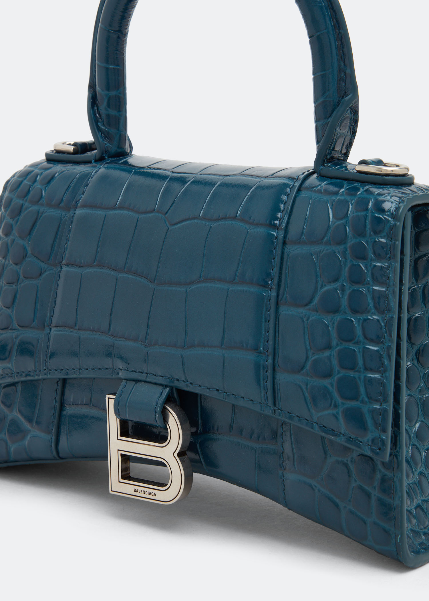 

Hourglass XS Croc top-handle bag, Blue