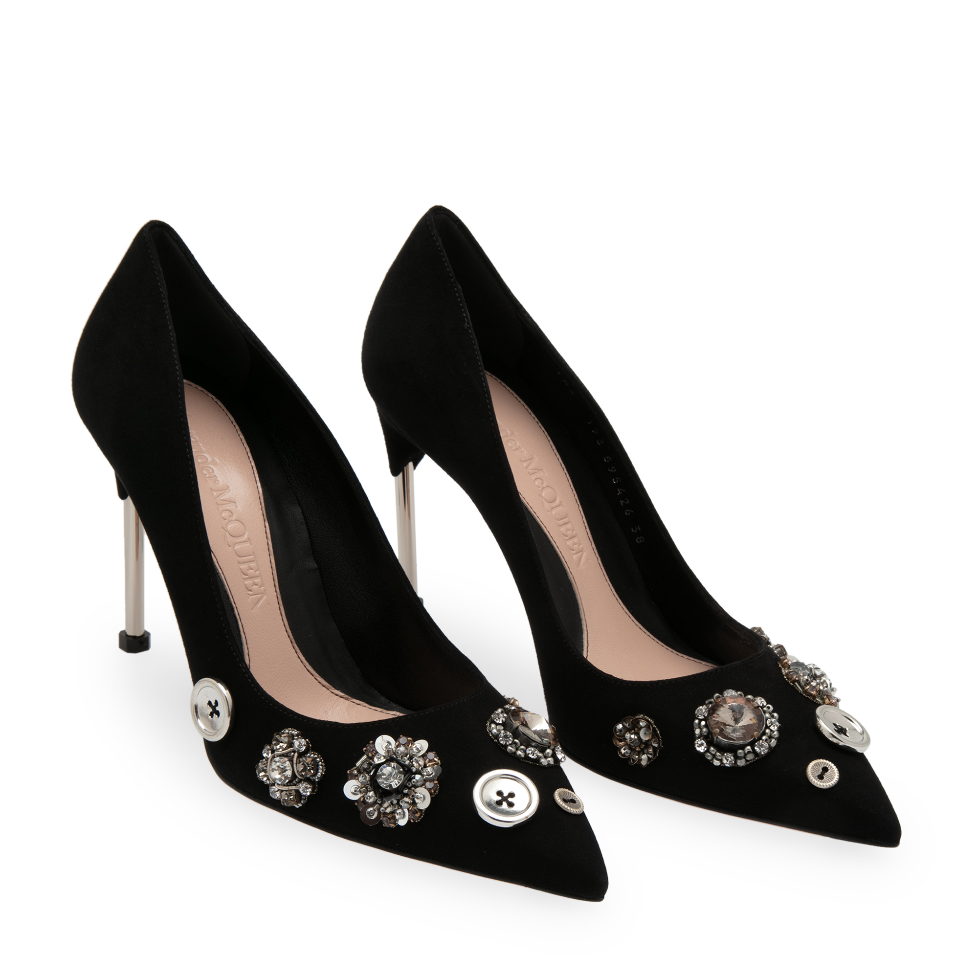 

Crystal suede pumps, Black