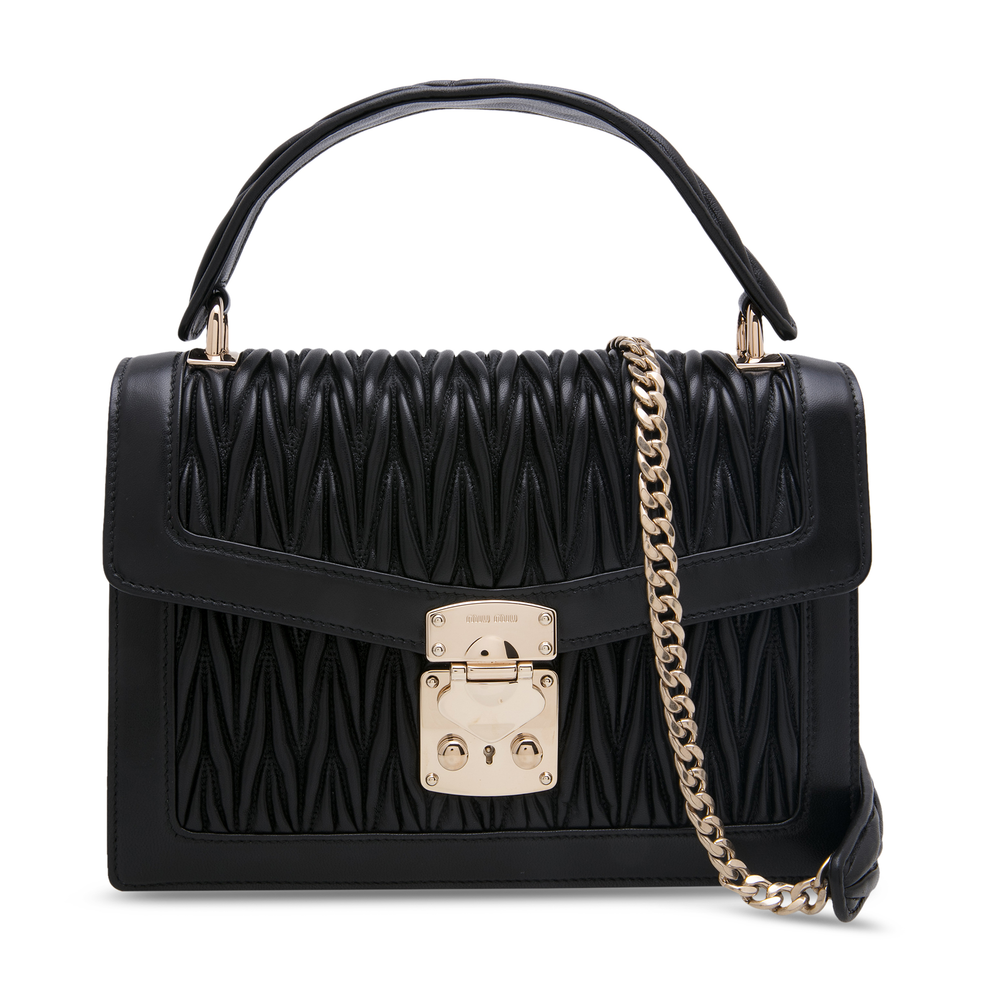 

Miu Confidential velvet and ayers bag, Black