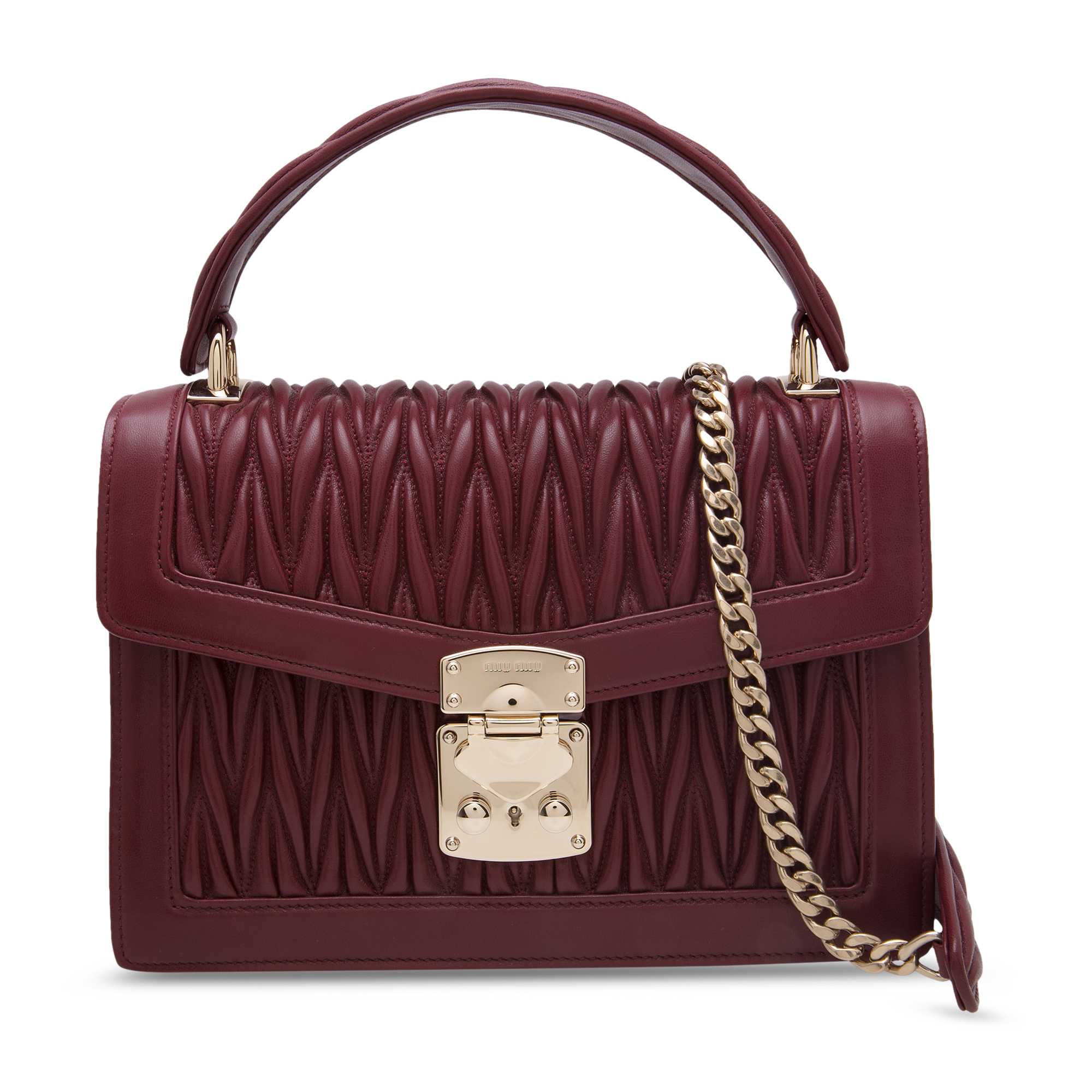 

Miu Confidential velvet and ayers bag, Red