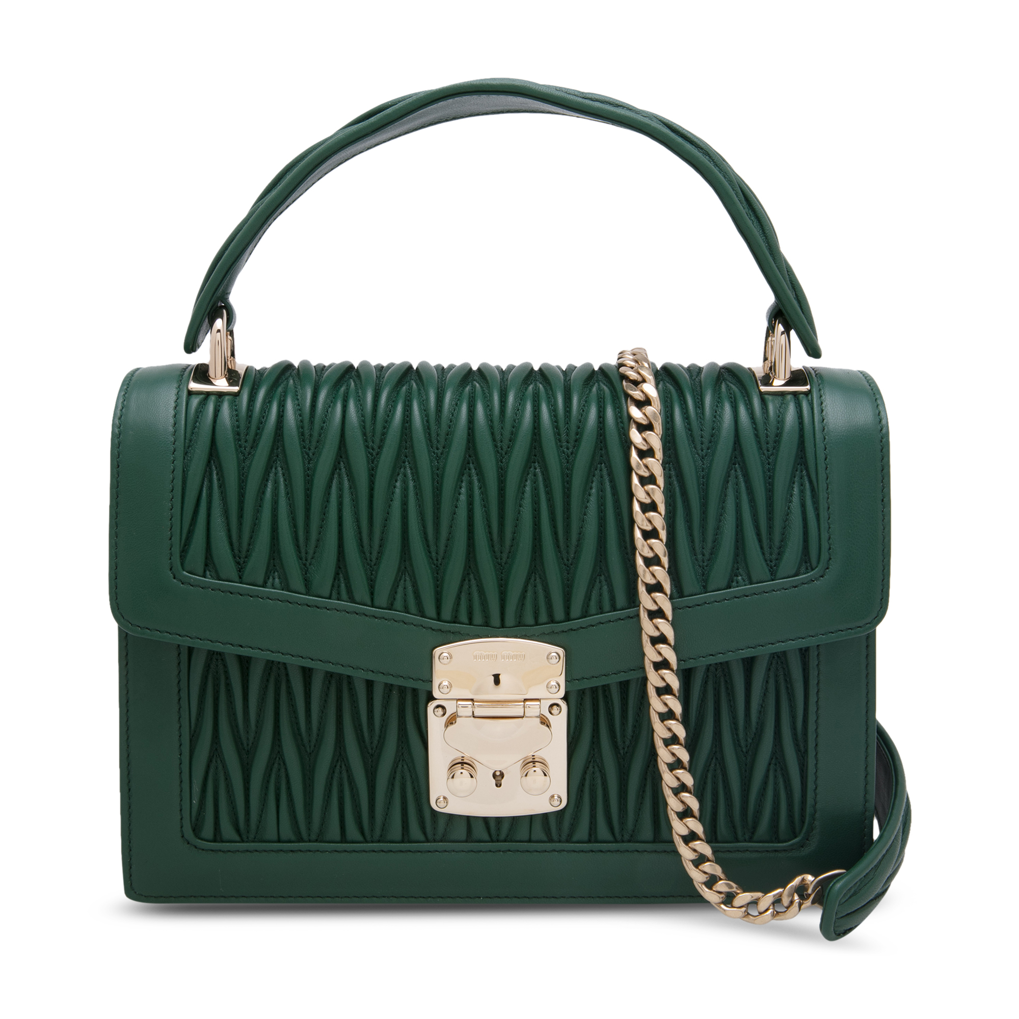 

Miu Confidential velvet and ayers bag, Green