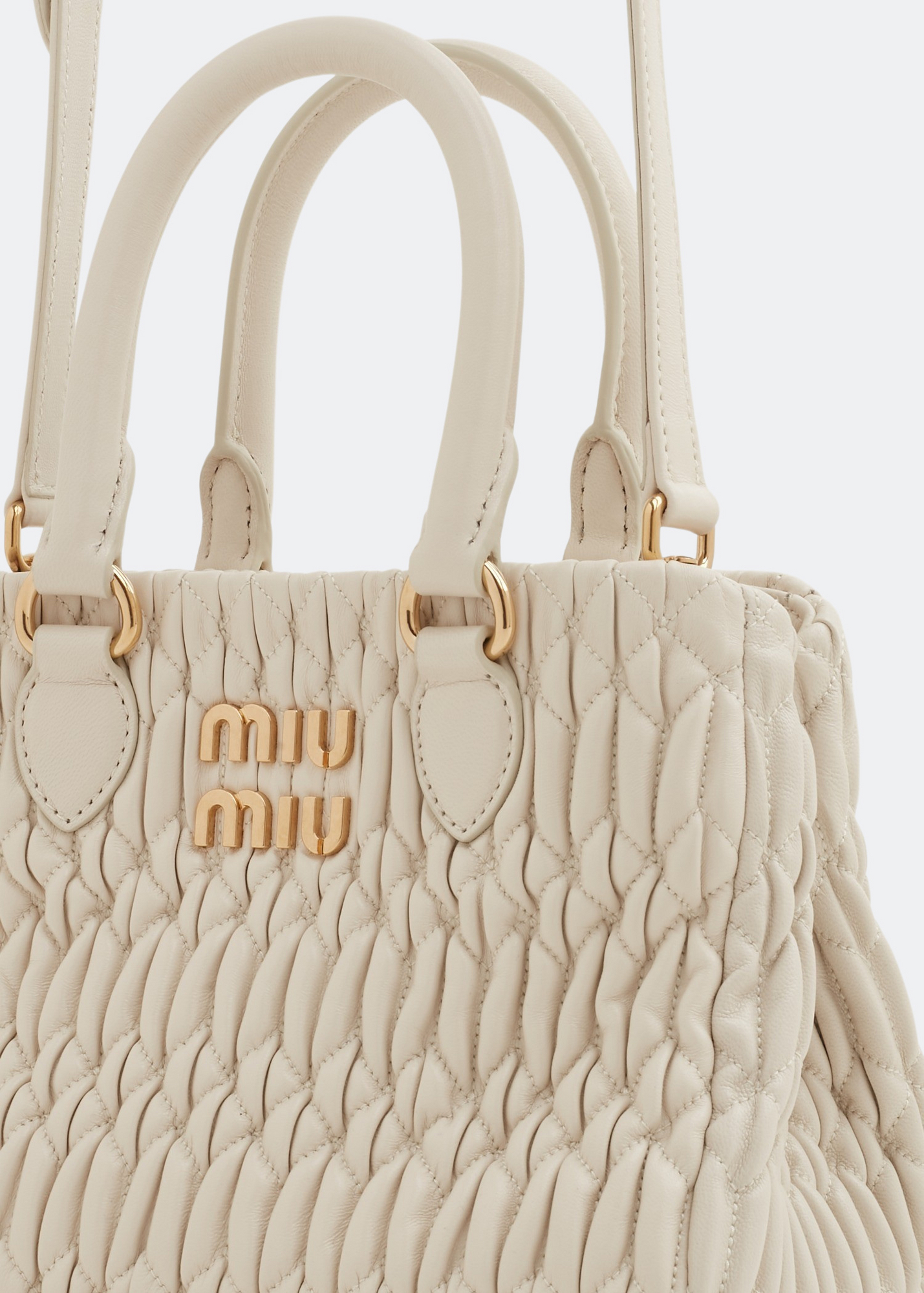 

Matelassé top handle bag, White
