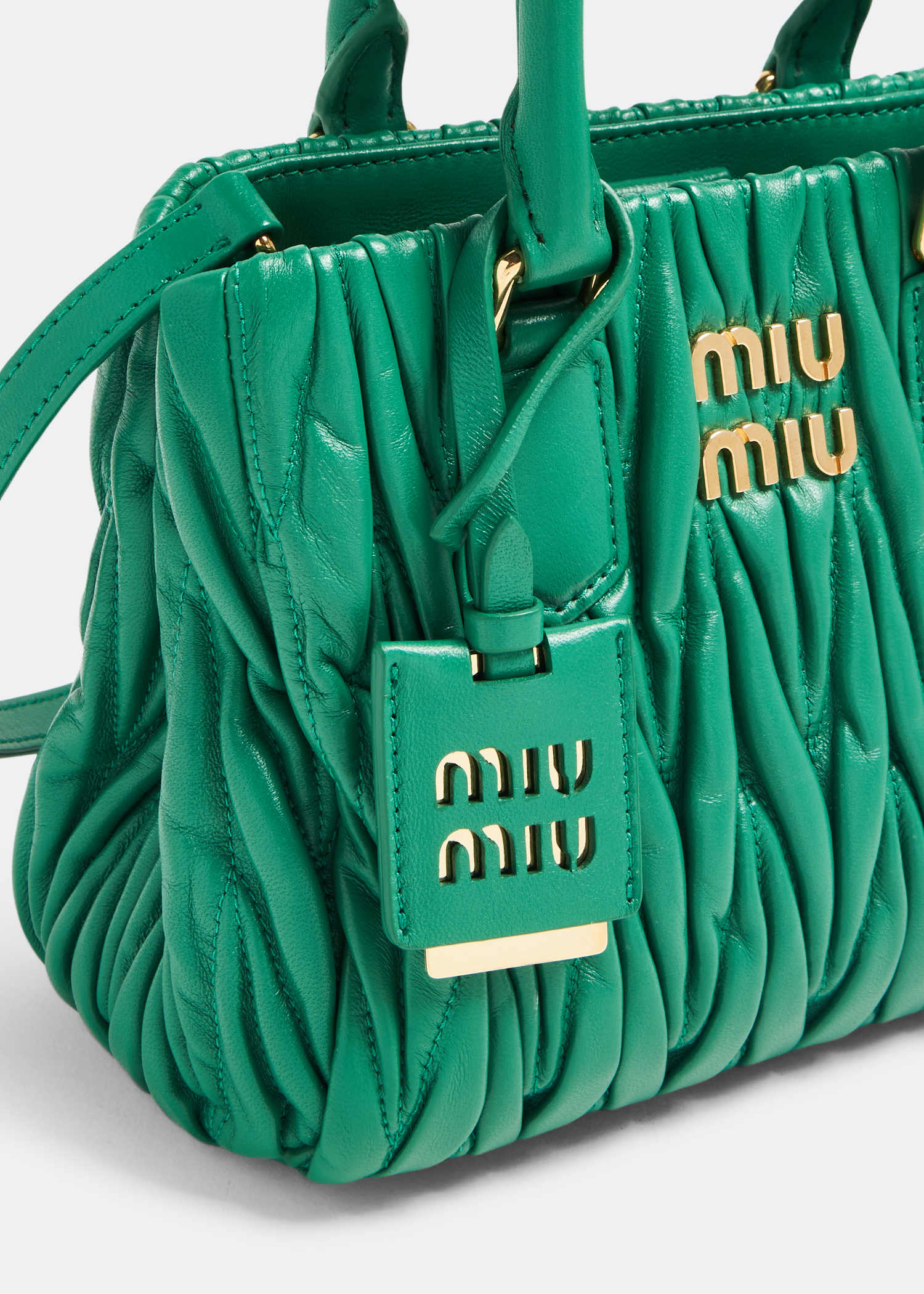 

Matelassé leather mini handbag, Green