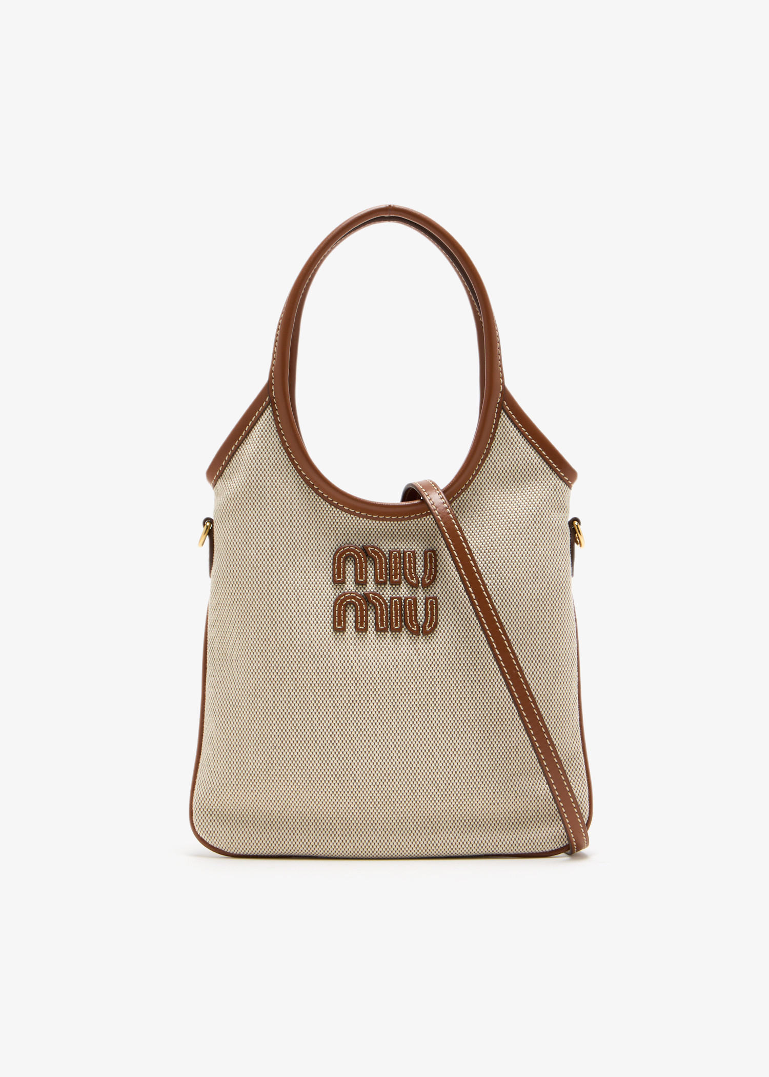 

Ivy mini canvas and leather bag, Beige