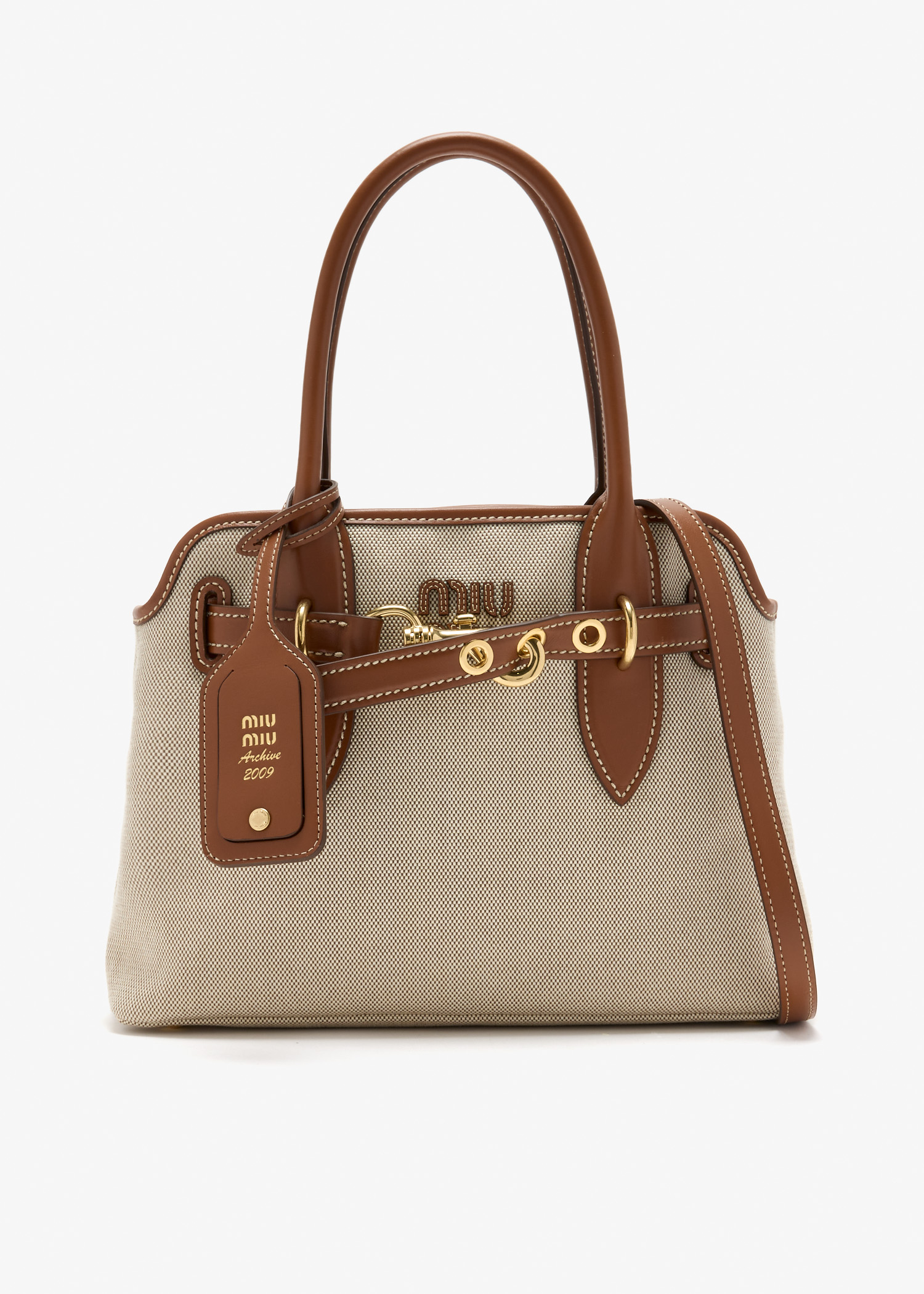 

Aventure canvas and leather bag, Beige