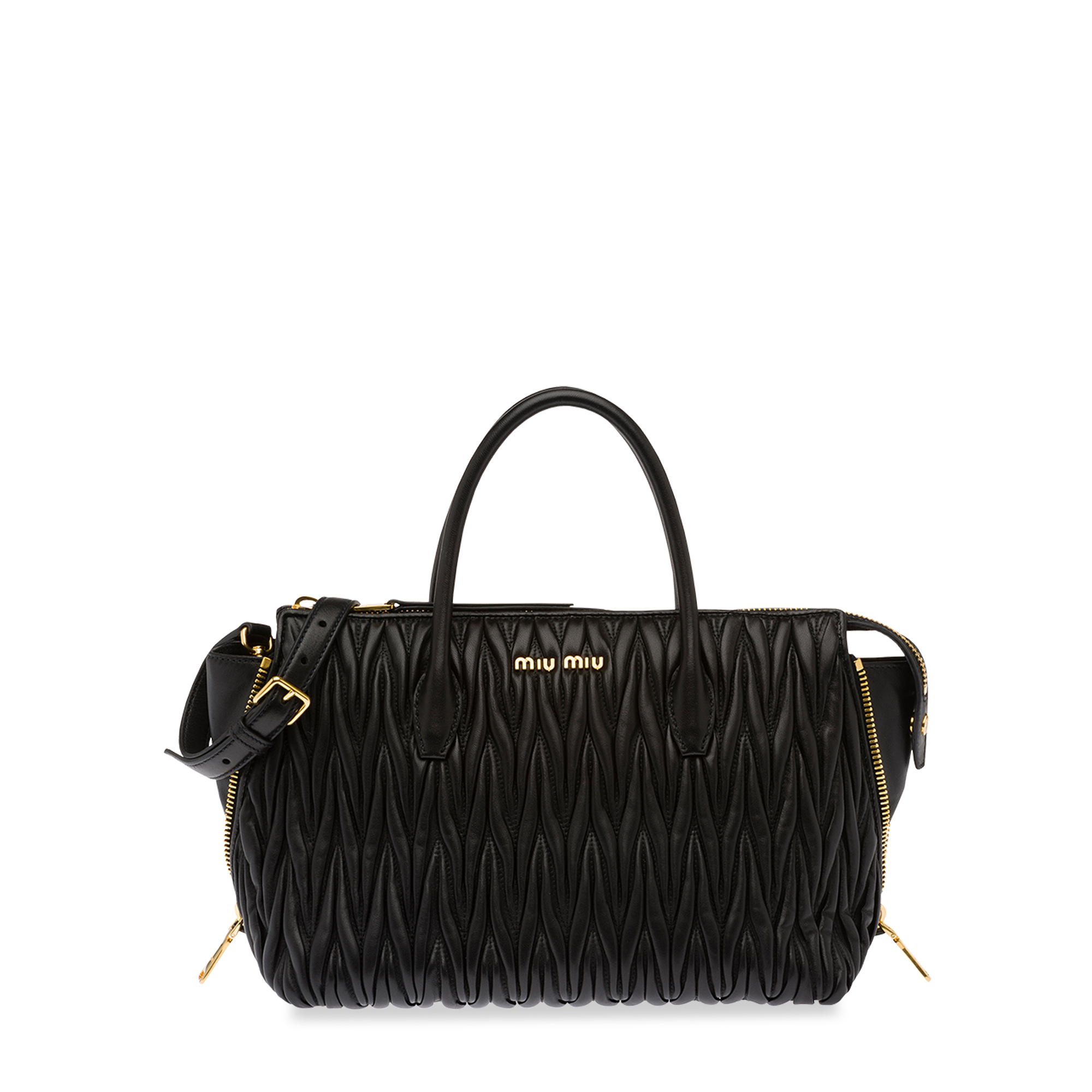 

Matelassé top-handle bag, Black