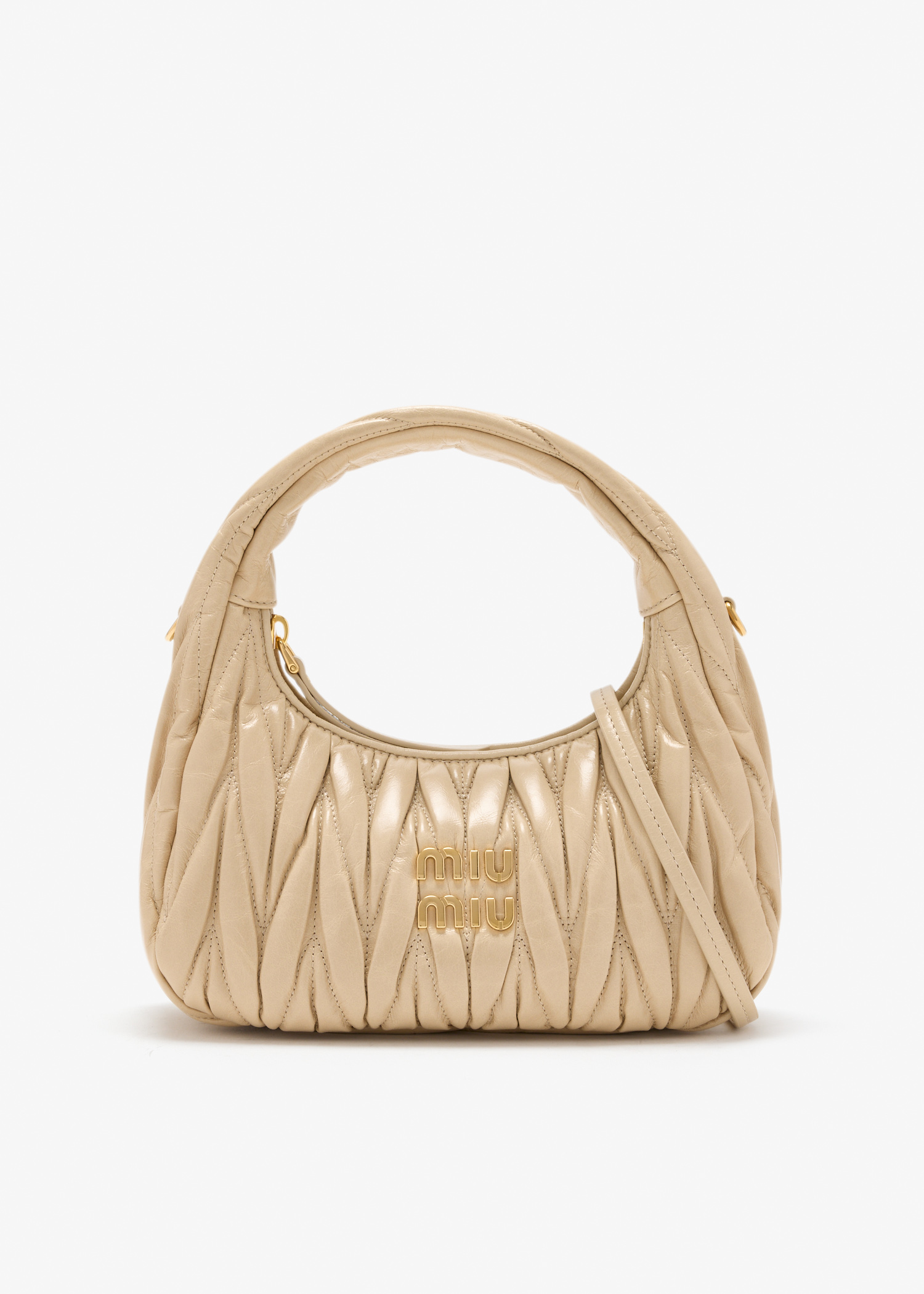 

Wander matelassé nappa leather hobo bag, Cream