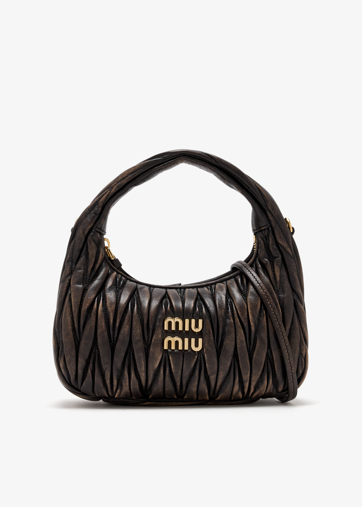 

Wander matelassé small hobo bag, Brown