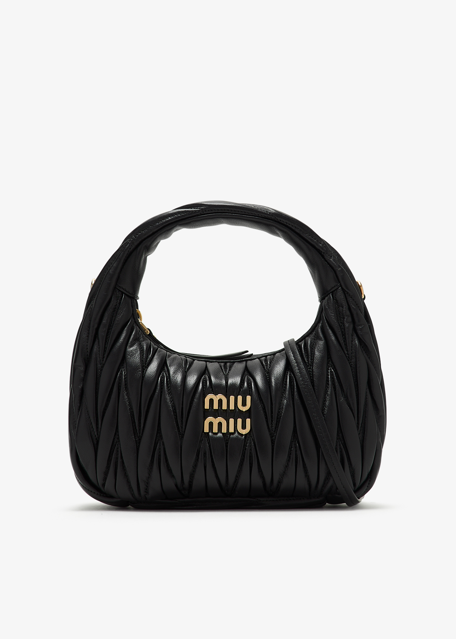 

Wander matelassé small hobo bag, Black