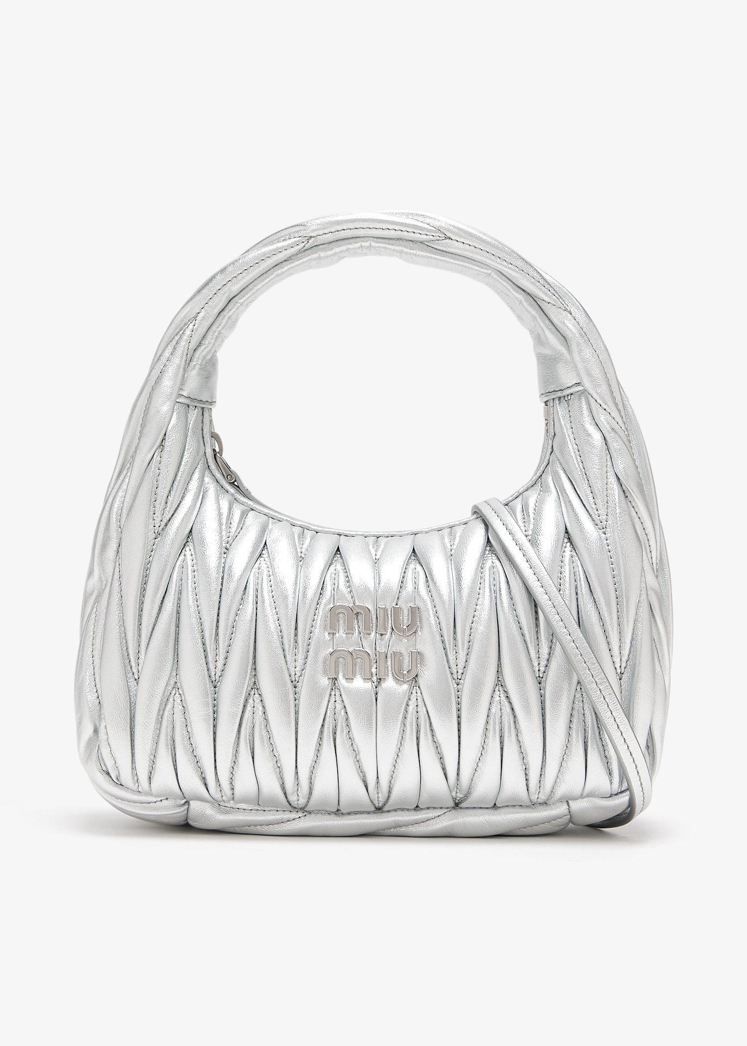 

Wander matelassé small hobo bag, Silver