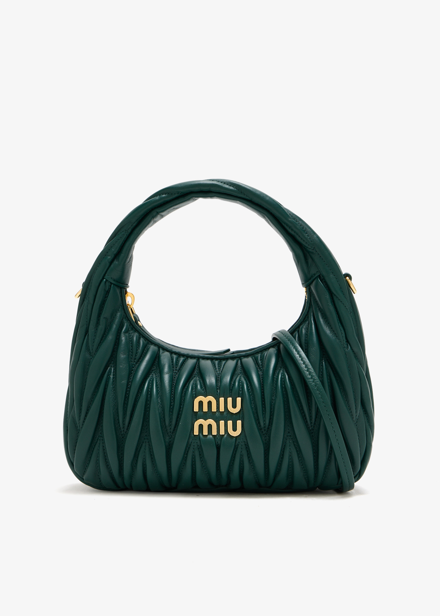 

Wander matelassé small hobo bag, Green