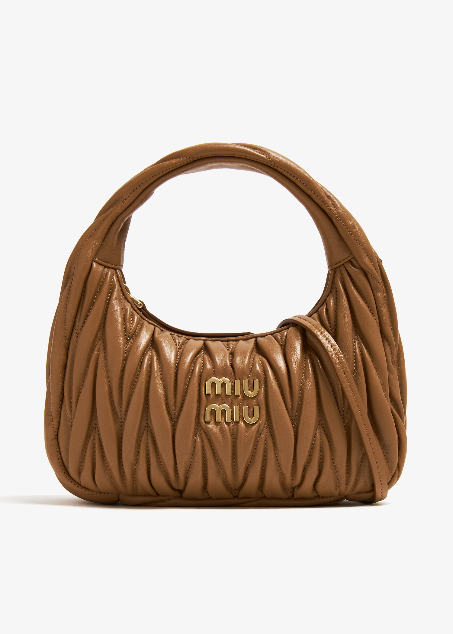 

Wander matelassé small hobo bag, Brown