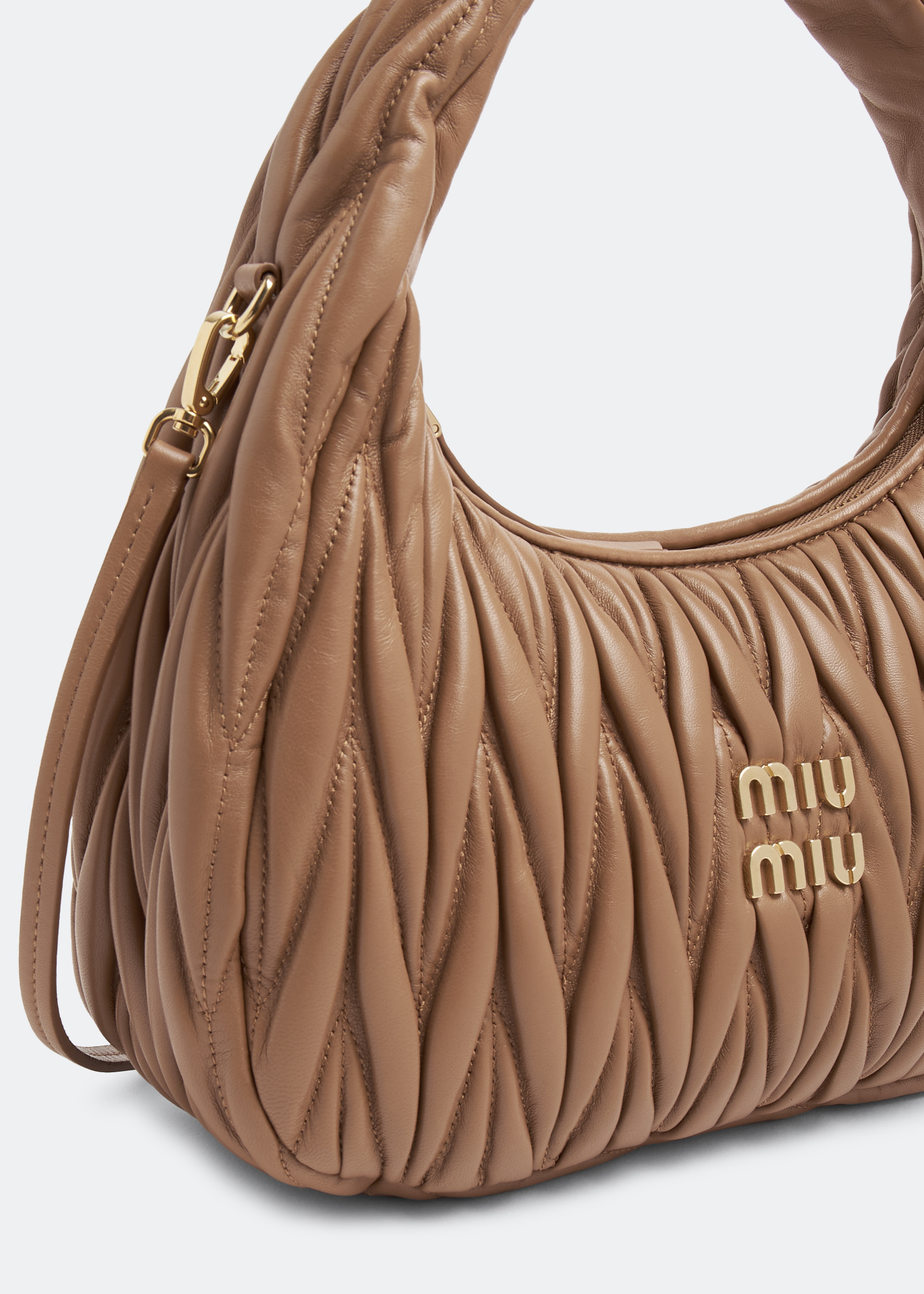 

Wander matelassé hobo bag, Brown