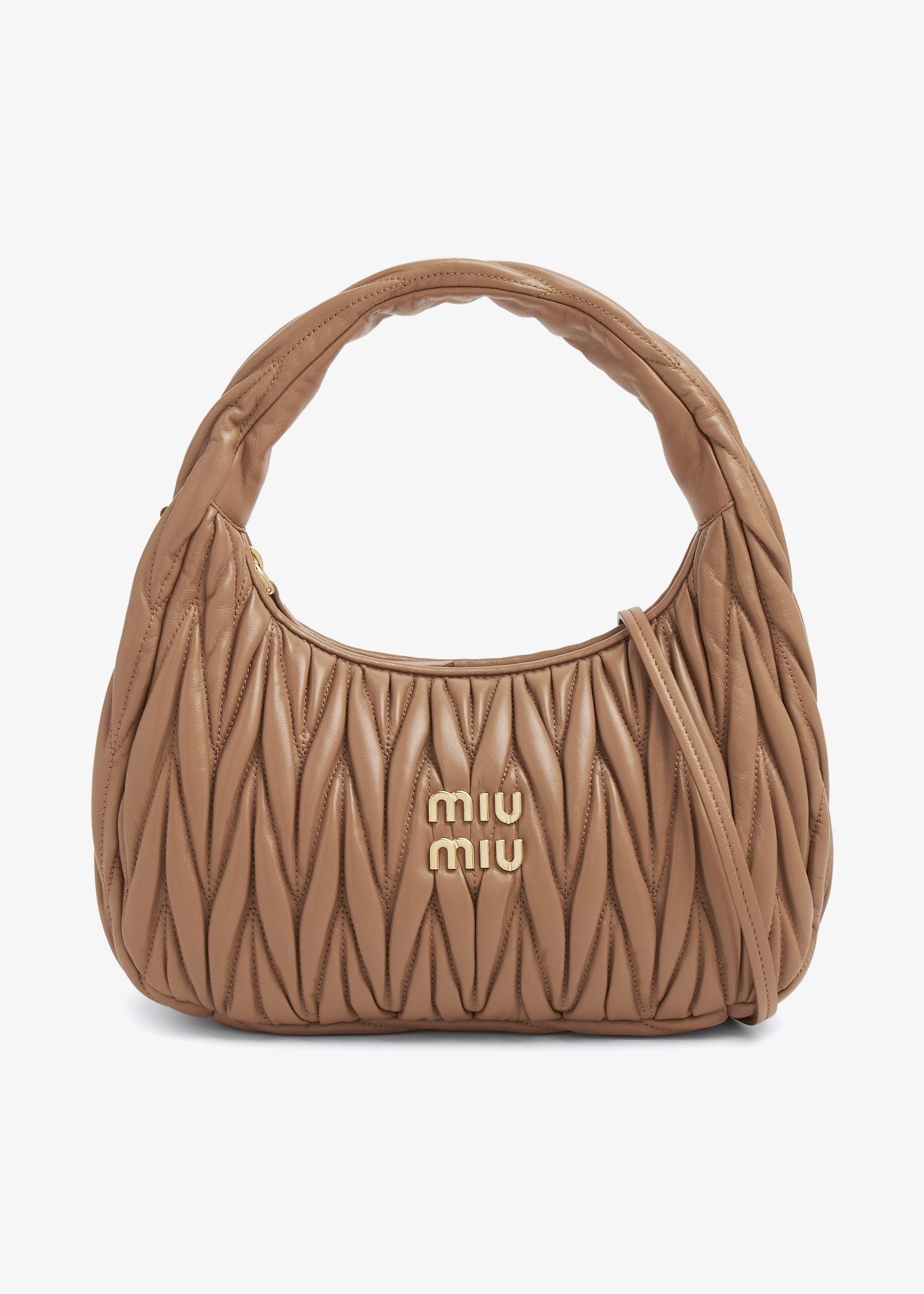 

Wander matelassé small hobo bag, Brown