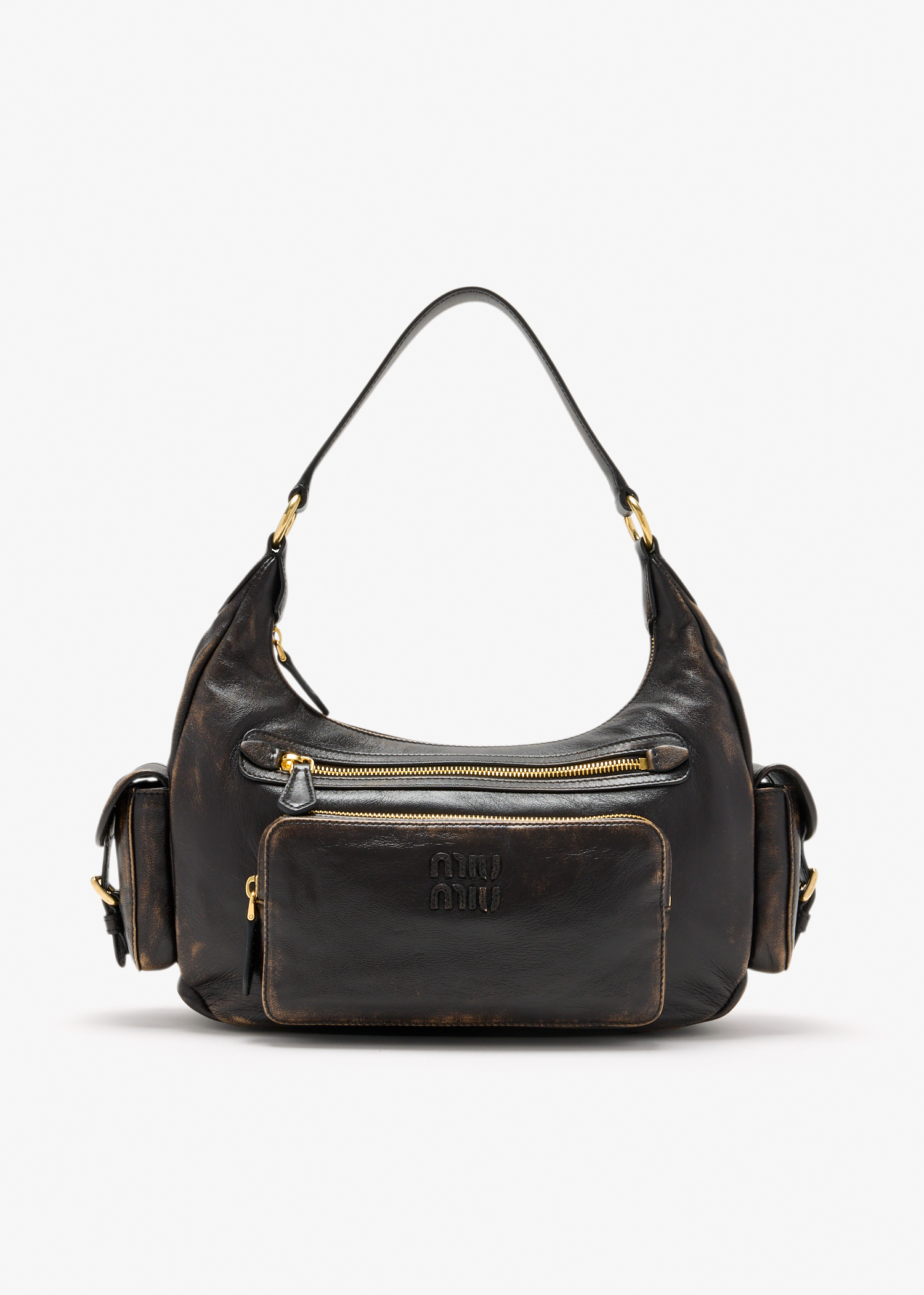 

Pocket nappa leather bag, Brown