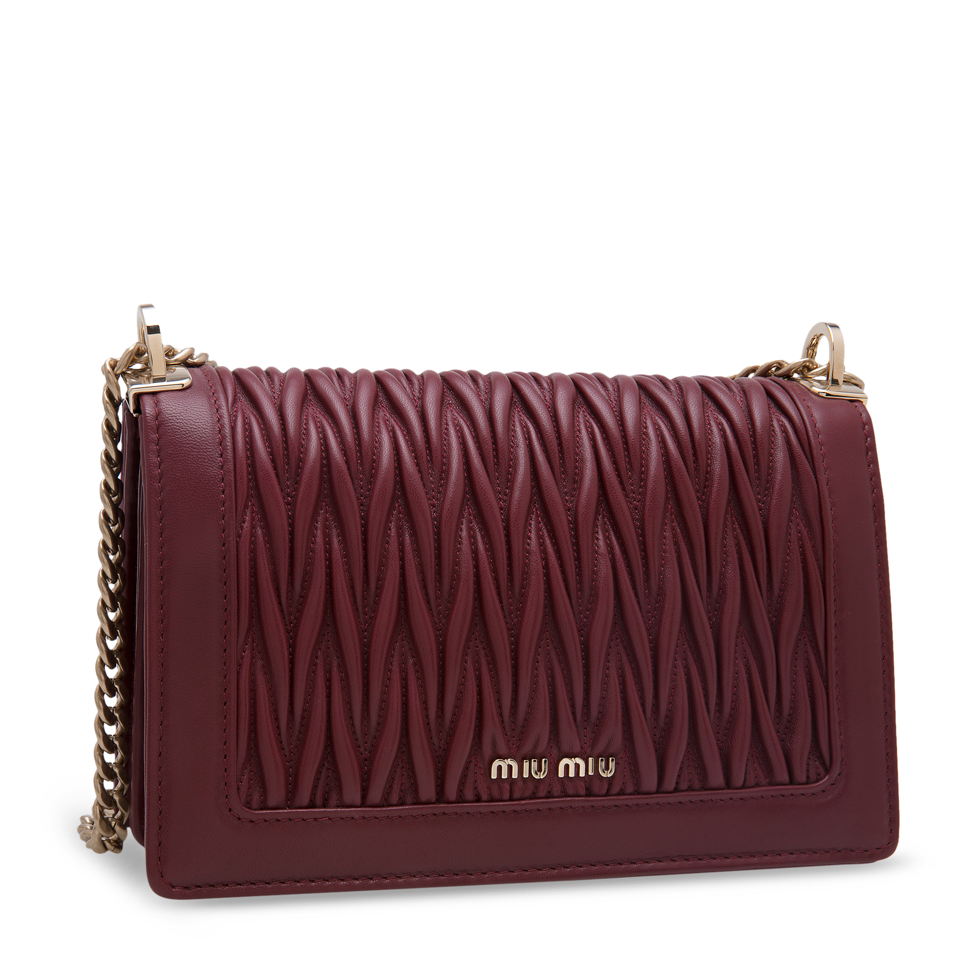 

Miu Confidential leather shoulder bag, Burgundy