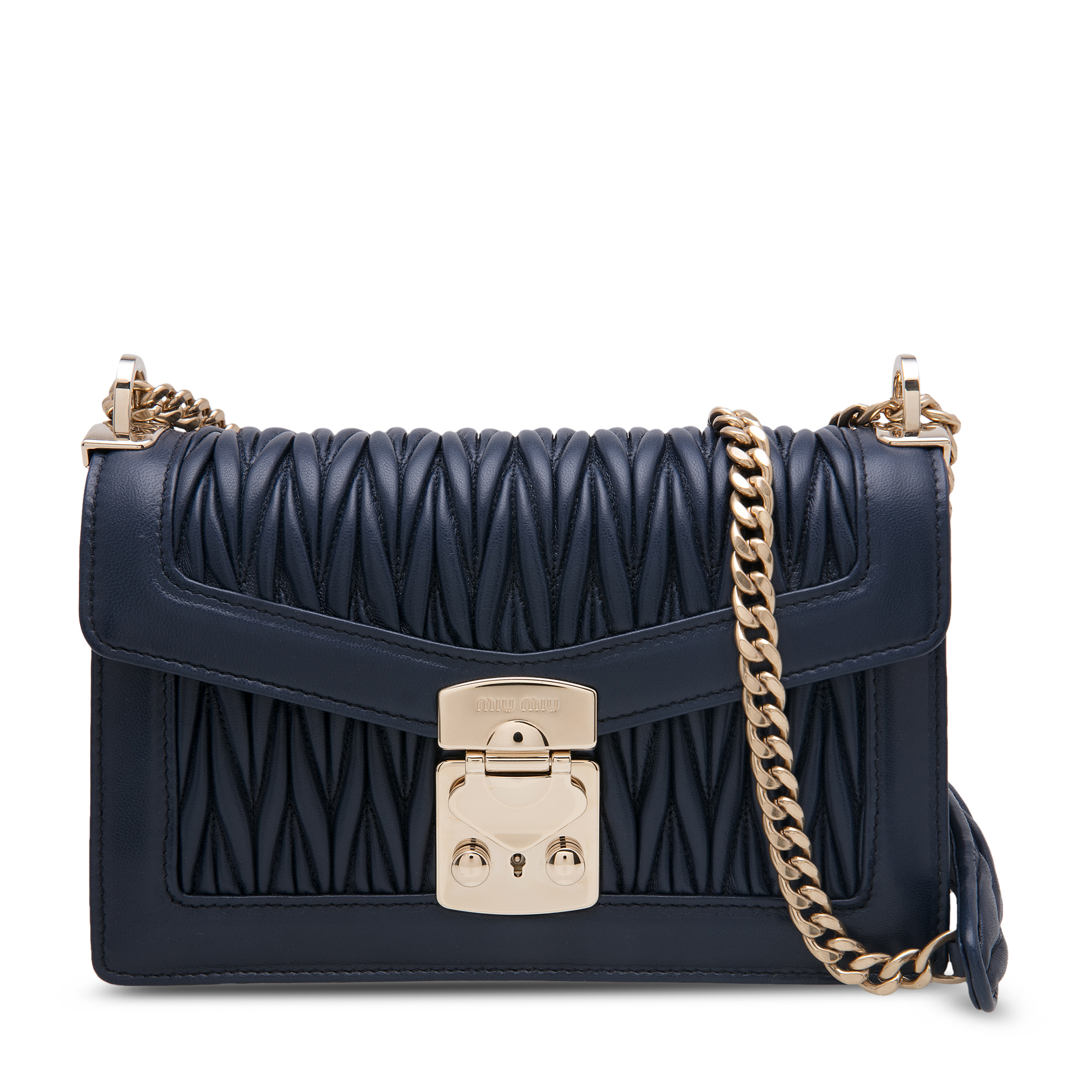 

Miu Confidential leather shoulder bag, Blue