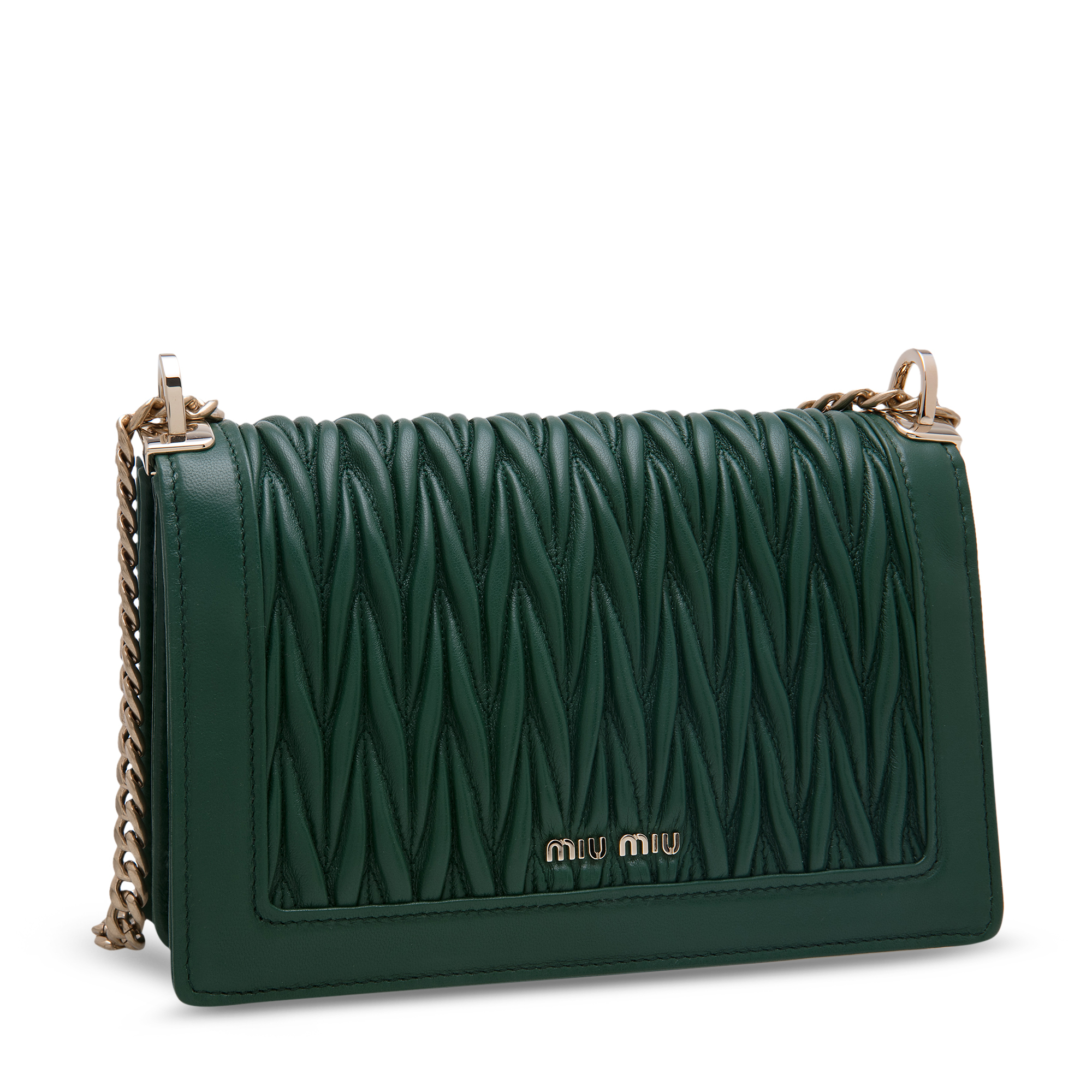 

Miu Confidential leather shoulder bag, Green