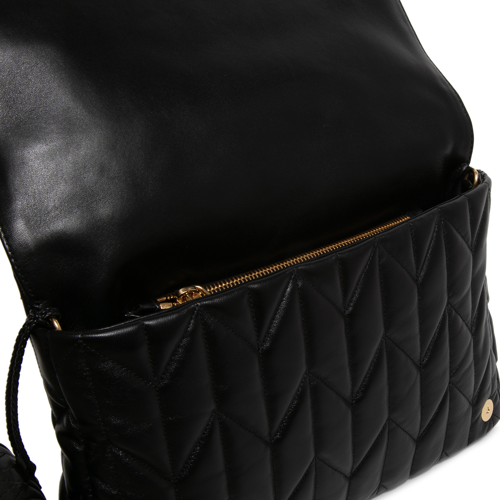 

Matelassé nappa leather shoulder bag, Black