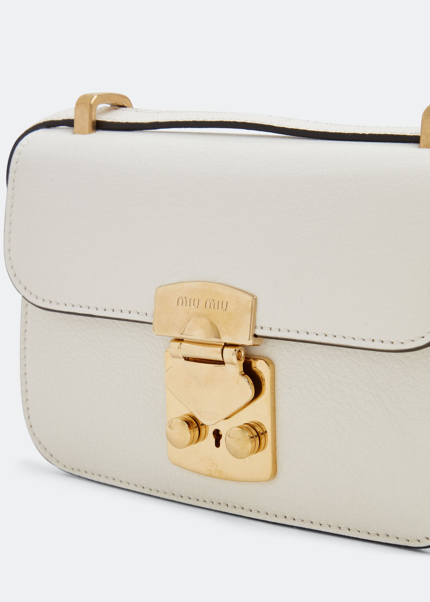 

Madras leather shoulder bag, White