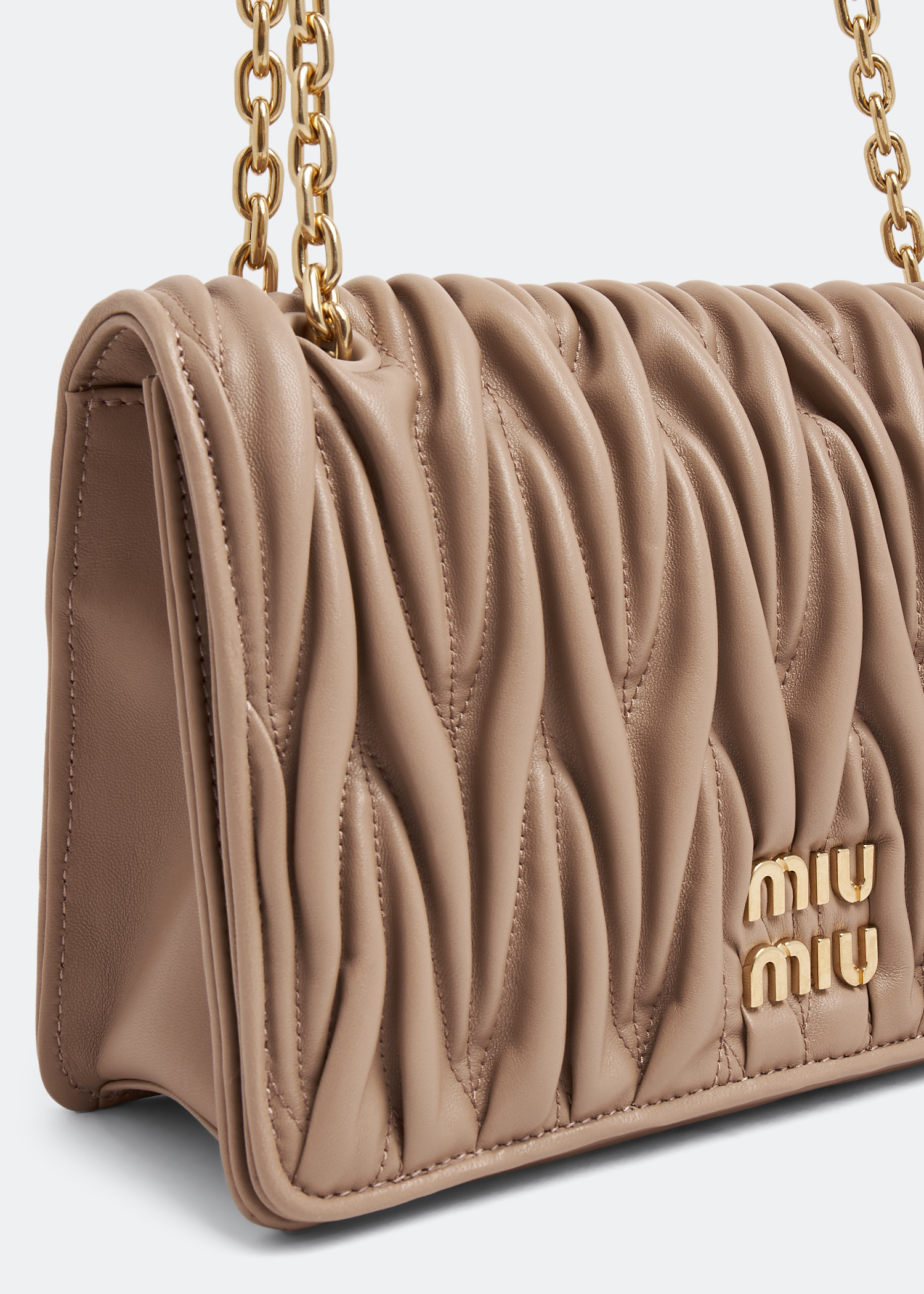 

Matelassé nappa leather bag, Beige
