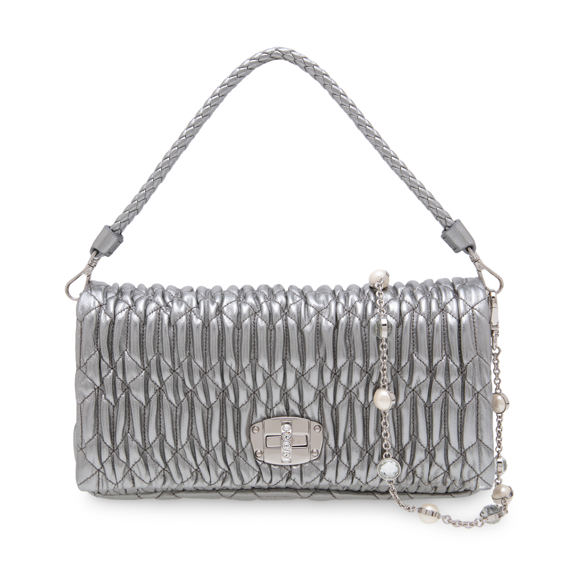 

Embroidered shoulder bag, Silver