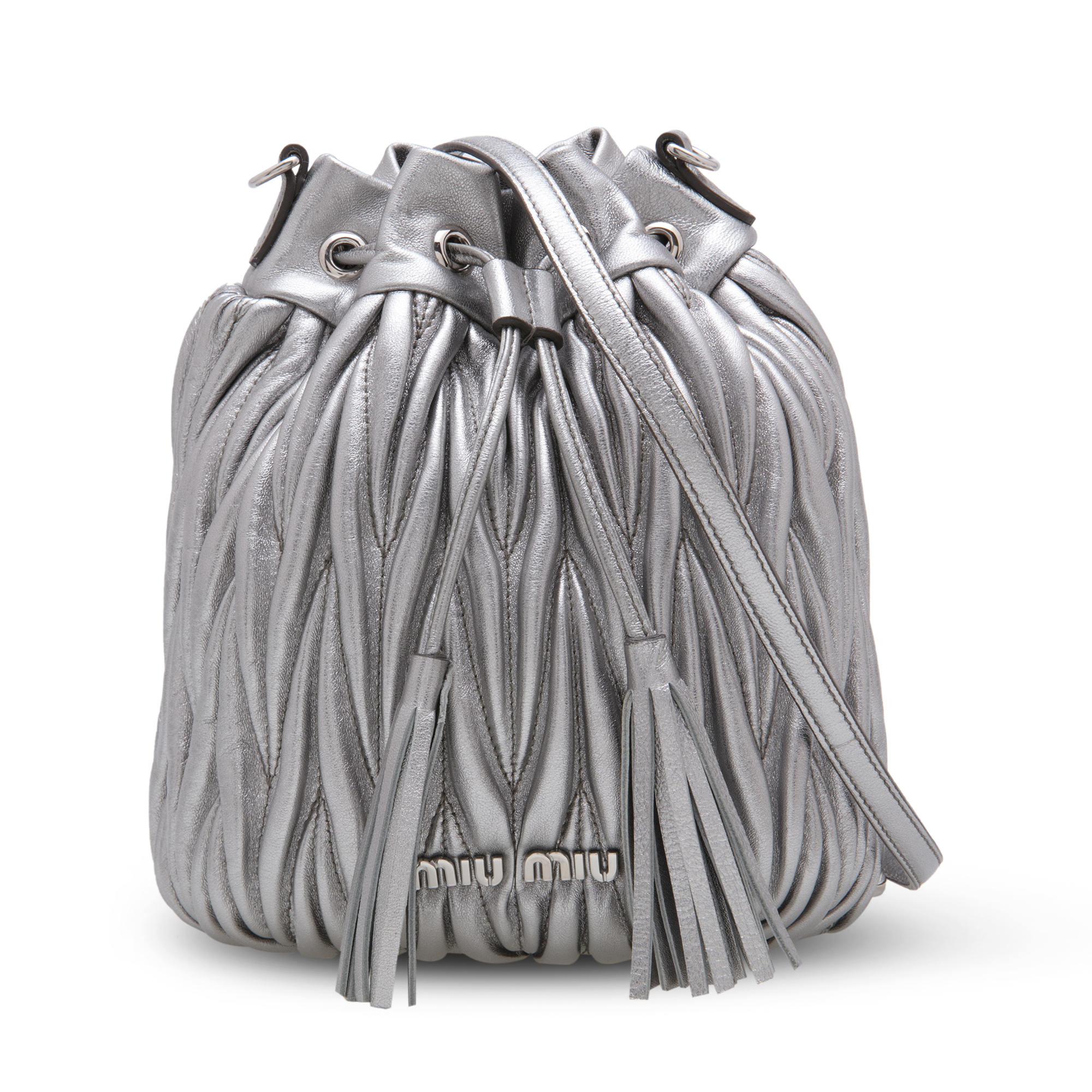 

Leather bucket bag, Silver