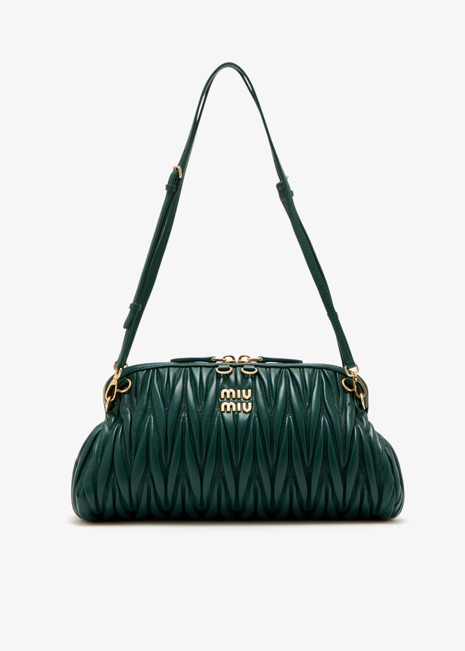 

Matelassé nappa leather clutch, Green