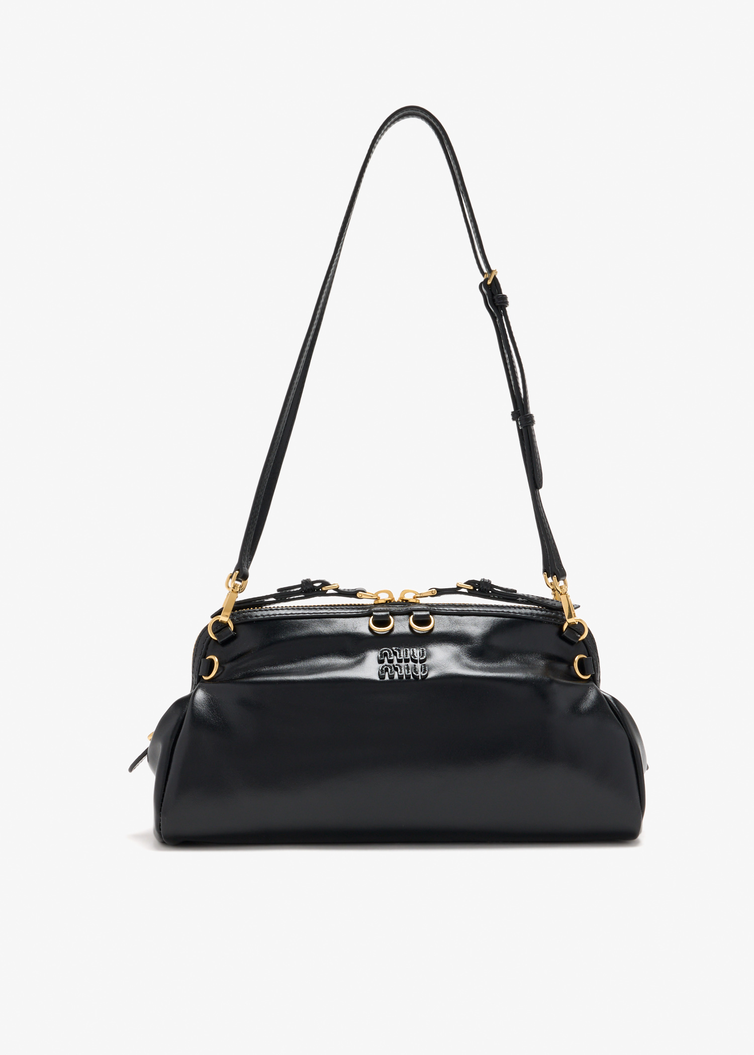 

Caprice shiny leather clutch, Black