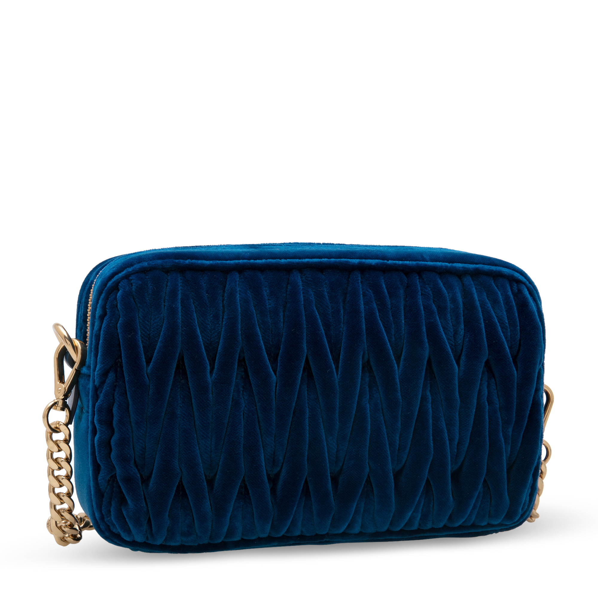 

Matelassé leather top-handle bag, Blue