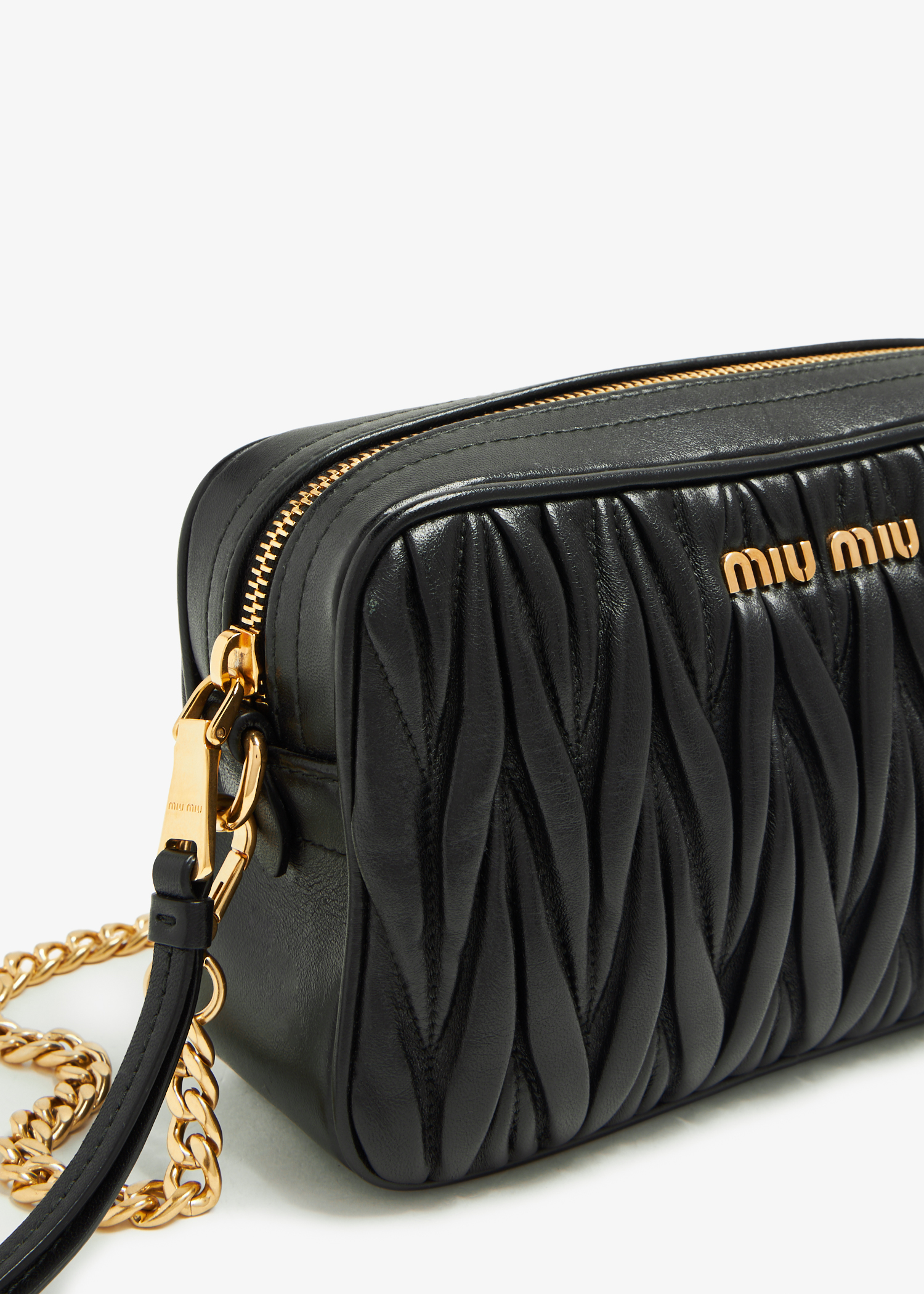 

Matelassé leather shoulder bag, Black
